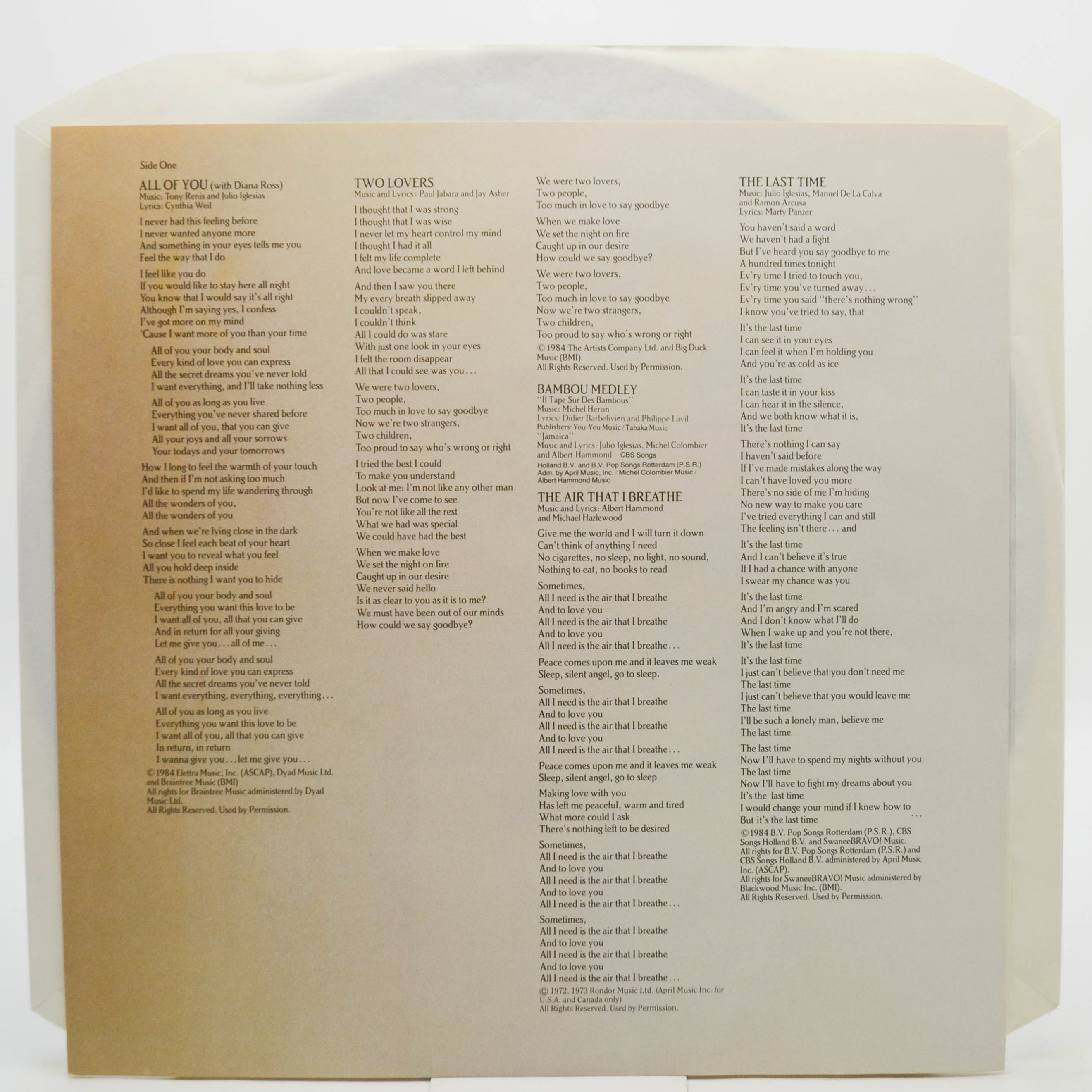 Julio Iglesias — 1100 Bel Air Place, 1984