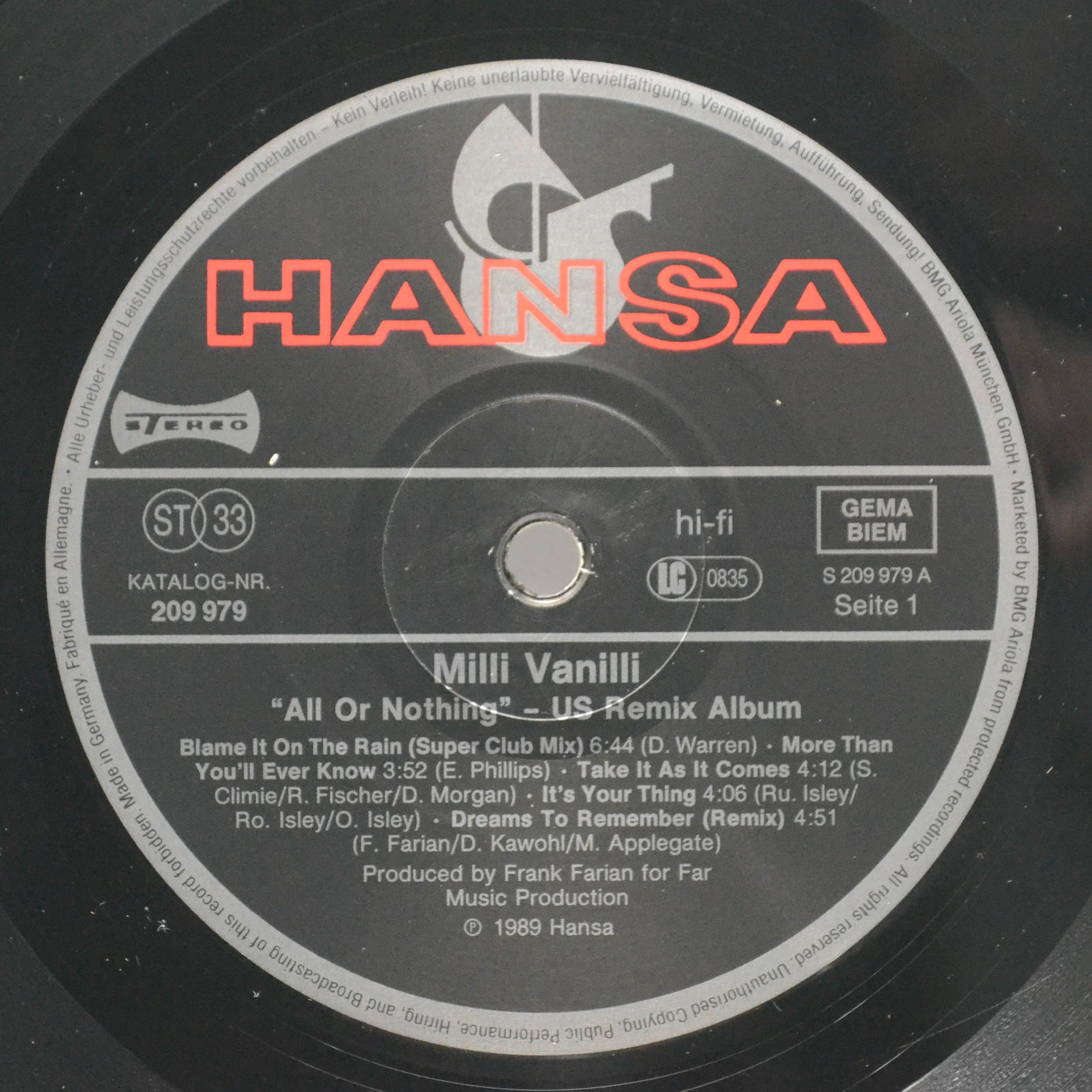 Milli Vanilli — All Or Nothing - The U.S.-Remix Album, 1989