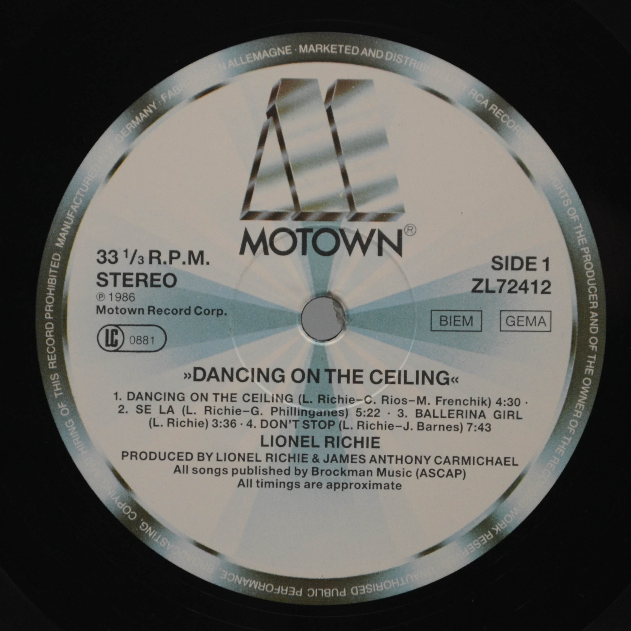 Lionel Richie — Dancing On The Ceiling, 1986