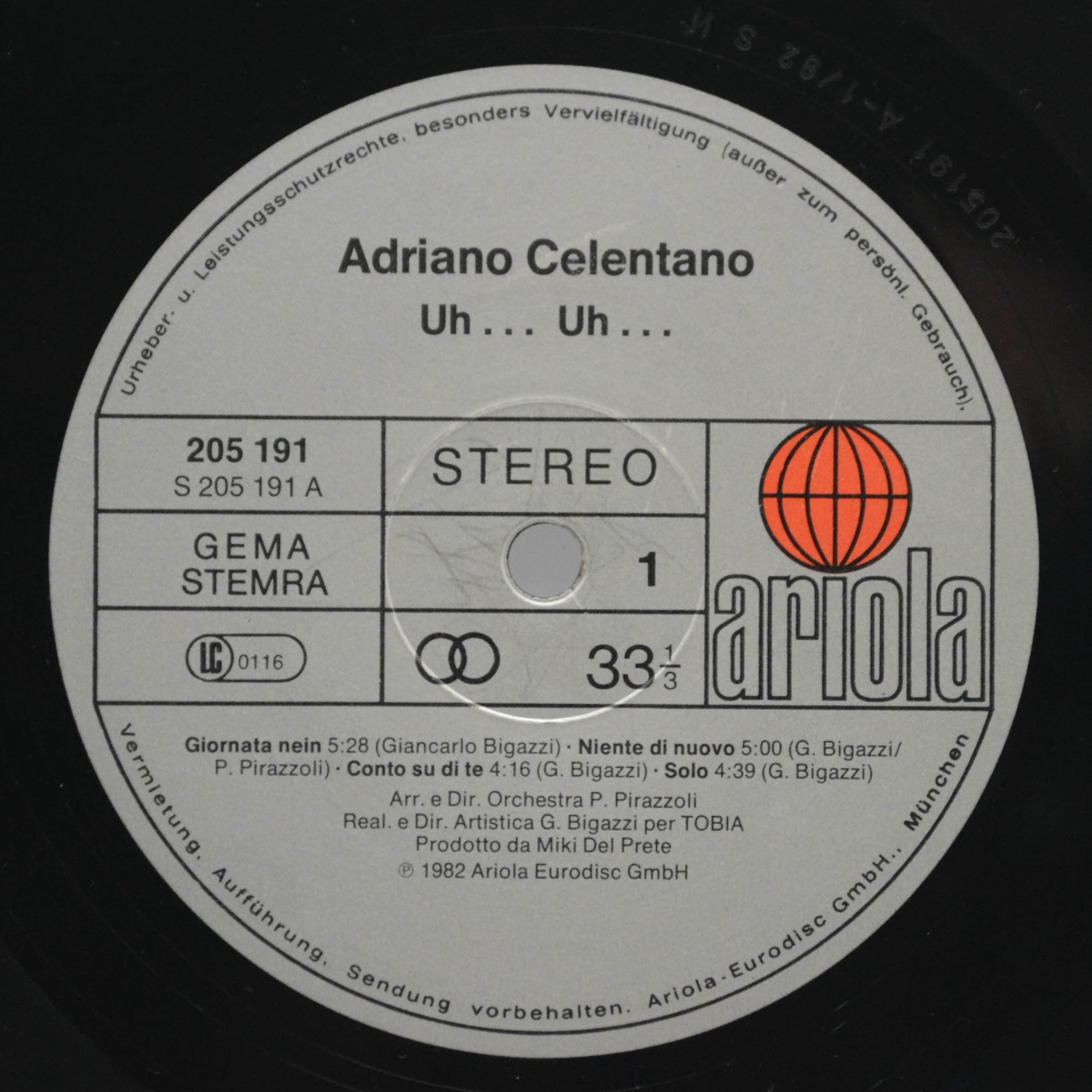 Виниловая пластинка Adriano Celentano — Uh… Uh…, 1982