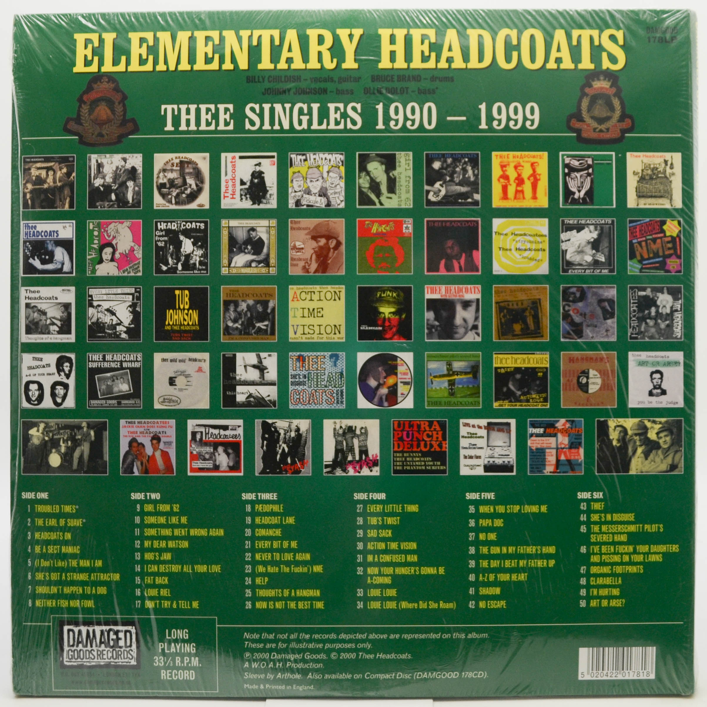 Виниловая пластинка Thee Headcoats — Elementary Headcoats: Thee Singles 1990-1999 (3LP, UK), 2000