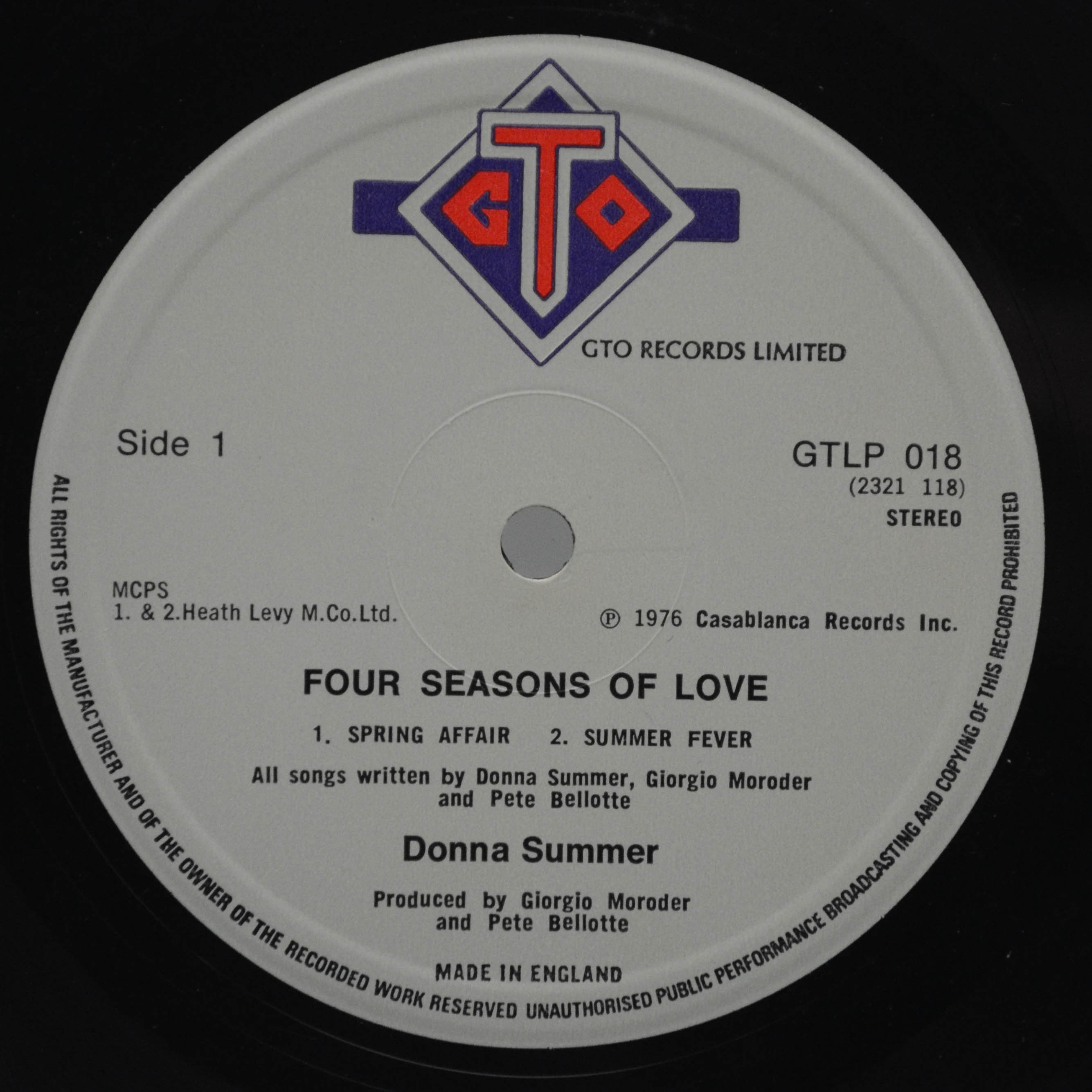 Виниловая пластинка Donna Summer — Four Seasons Of Love (UK), 1976