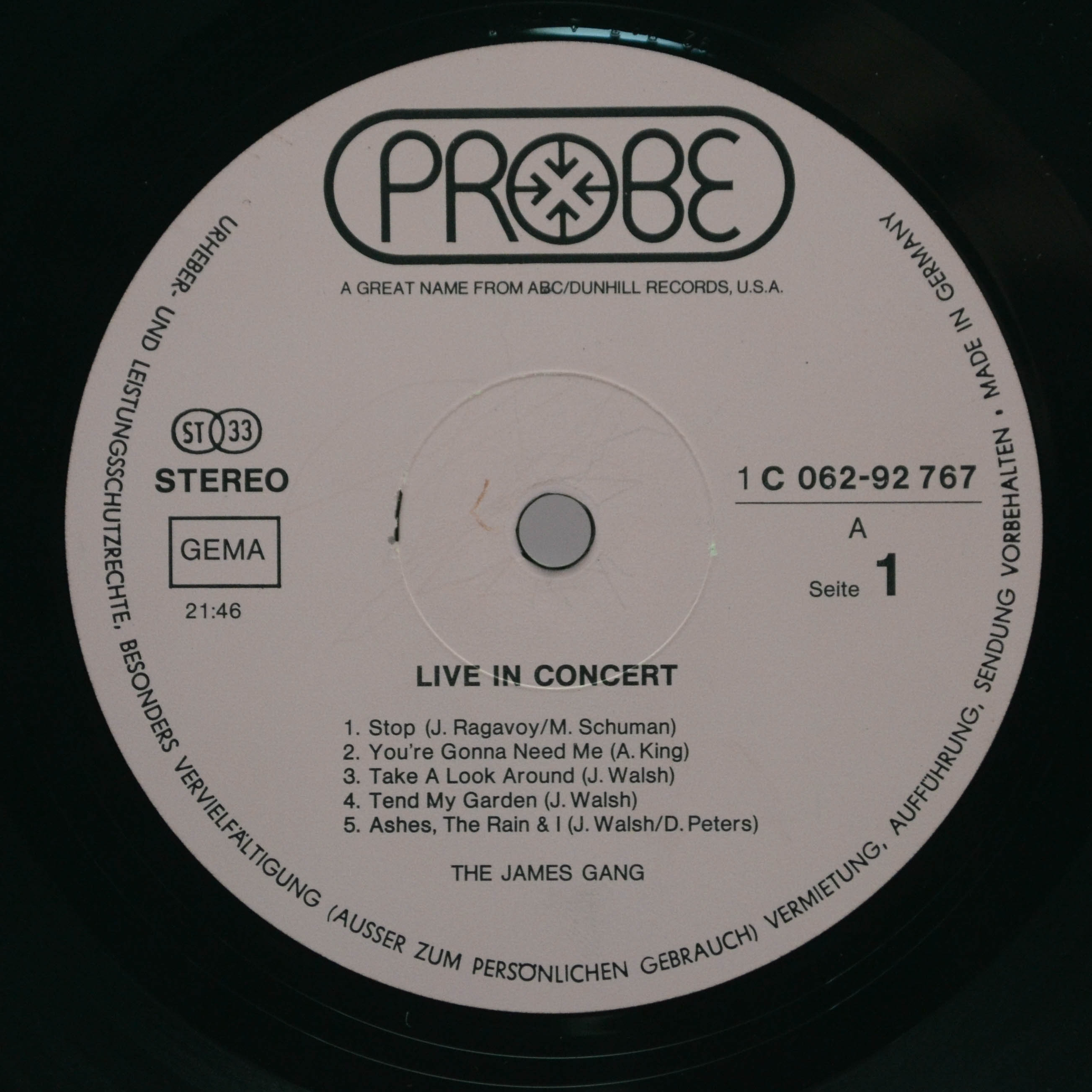 Виниловая пластинка James Gang — Live In Concert, 1971