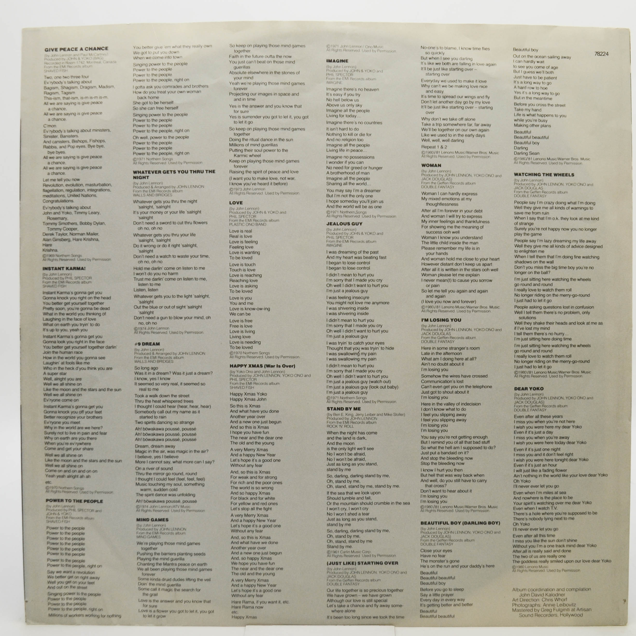 Виниловая пластинка John Lennon — The John Lennon Collection, 1982