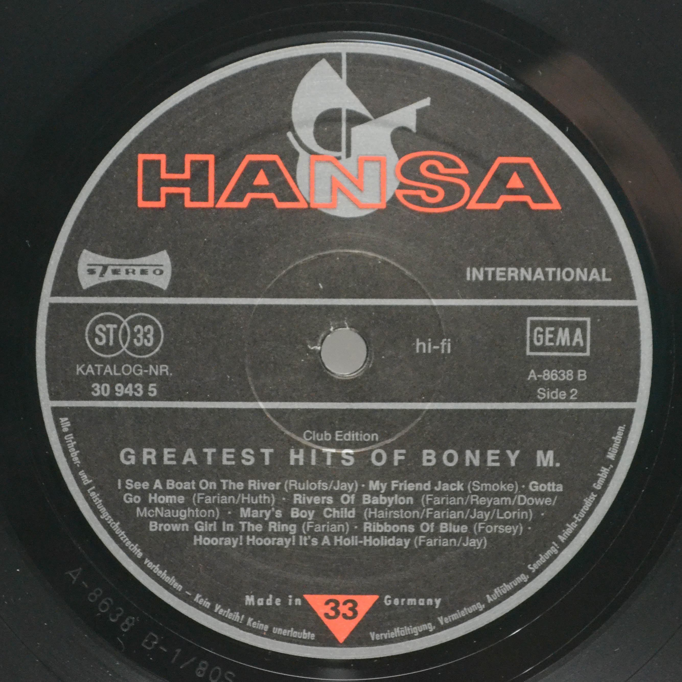 Boney M. — Greatest Hits Of Boney M., 1980