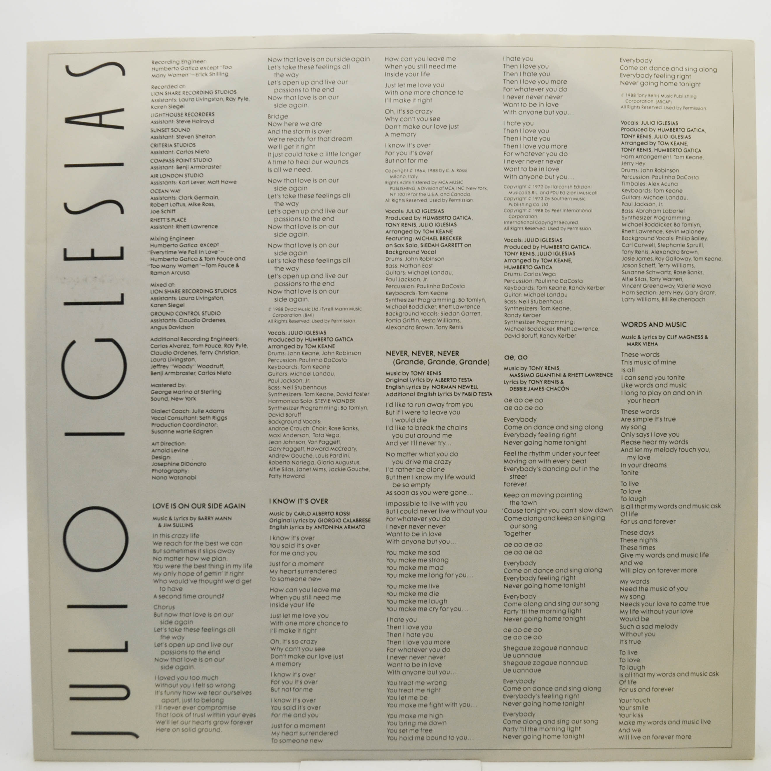 Julio Iglesias — Non Stop (1-st, Spain), 1988