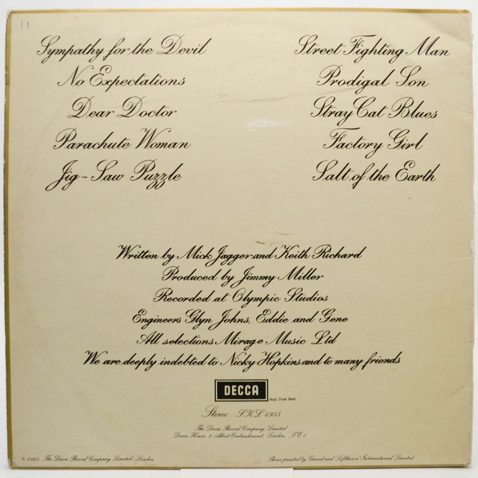 Rolling Stones — Beggars Banquet (UK), 1968