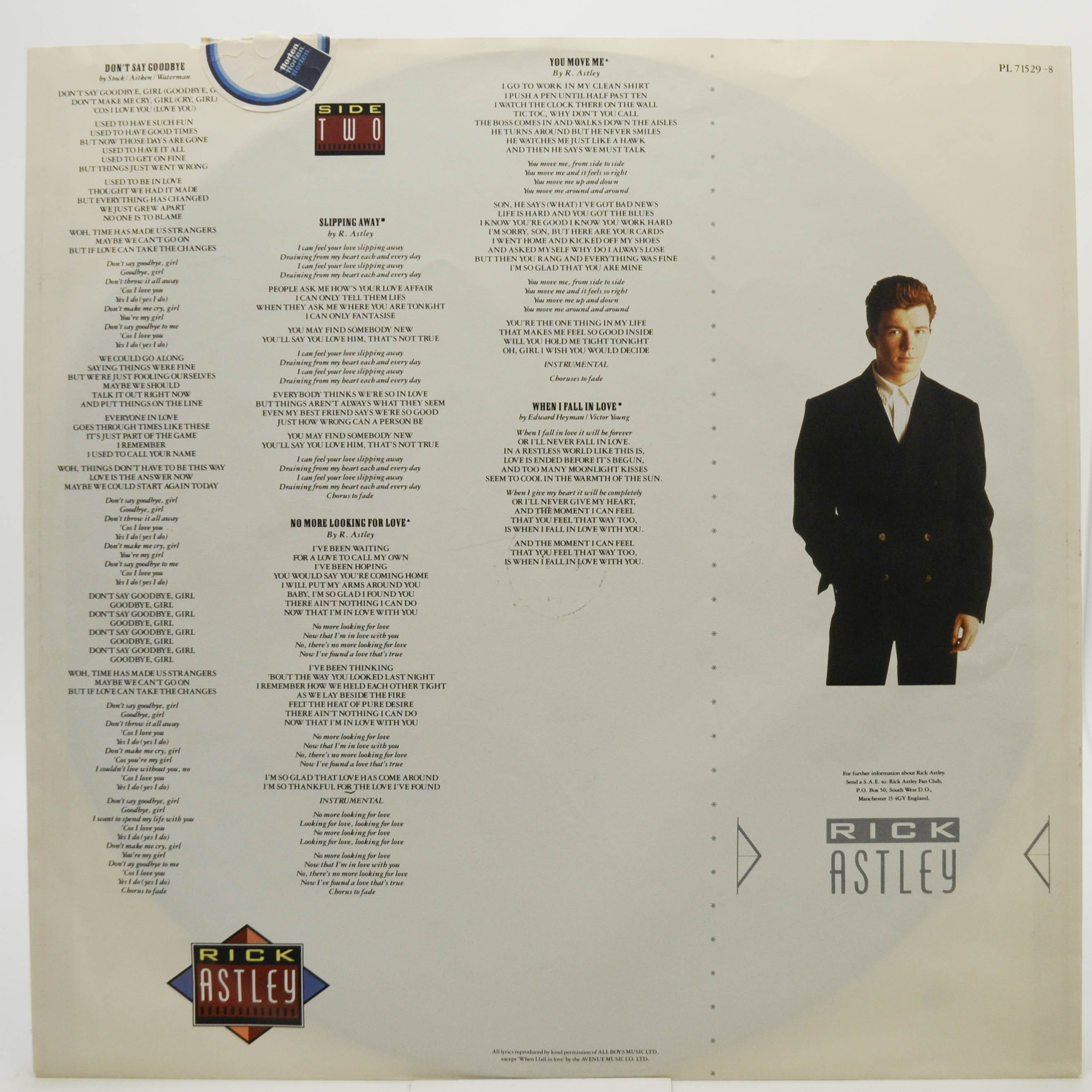 Rick Astley — Whenever You Need Somebody, 1987