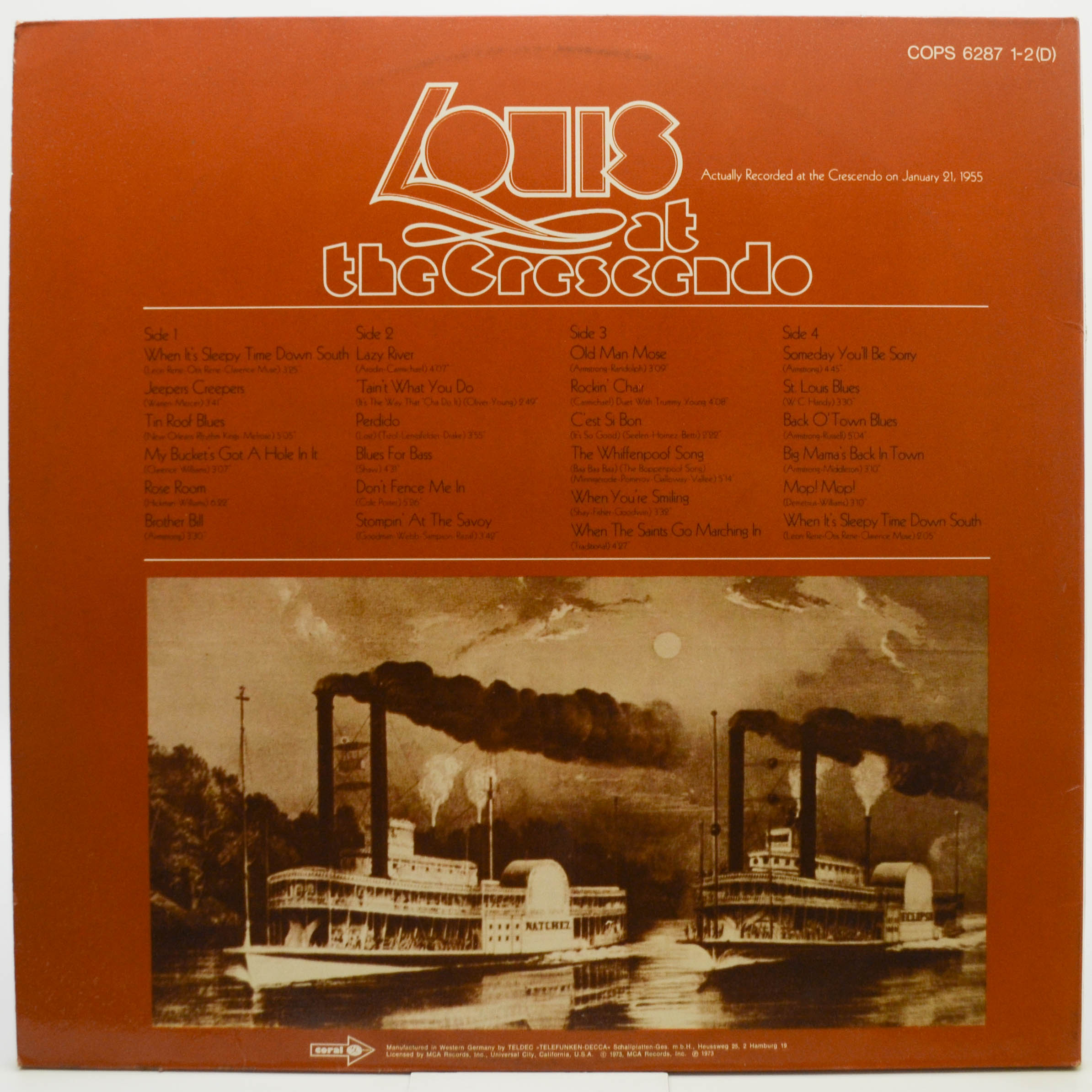 Виниловая пластинка Louis Armstrong — Louis At The Crescendo (2LP), 1975