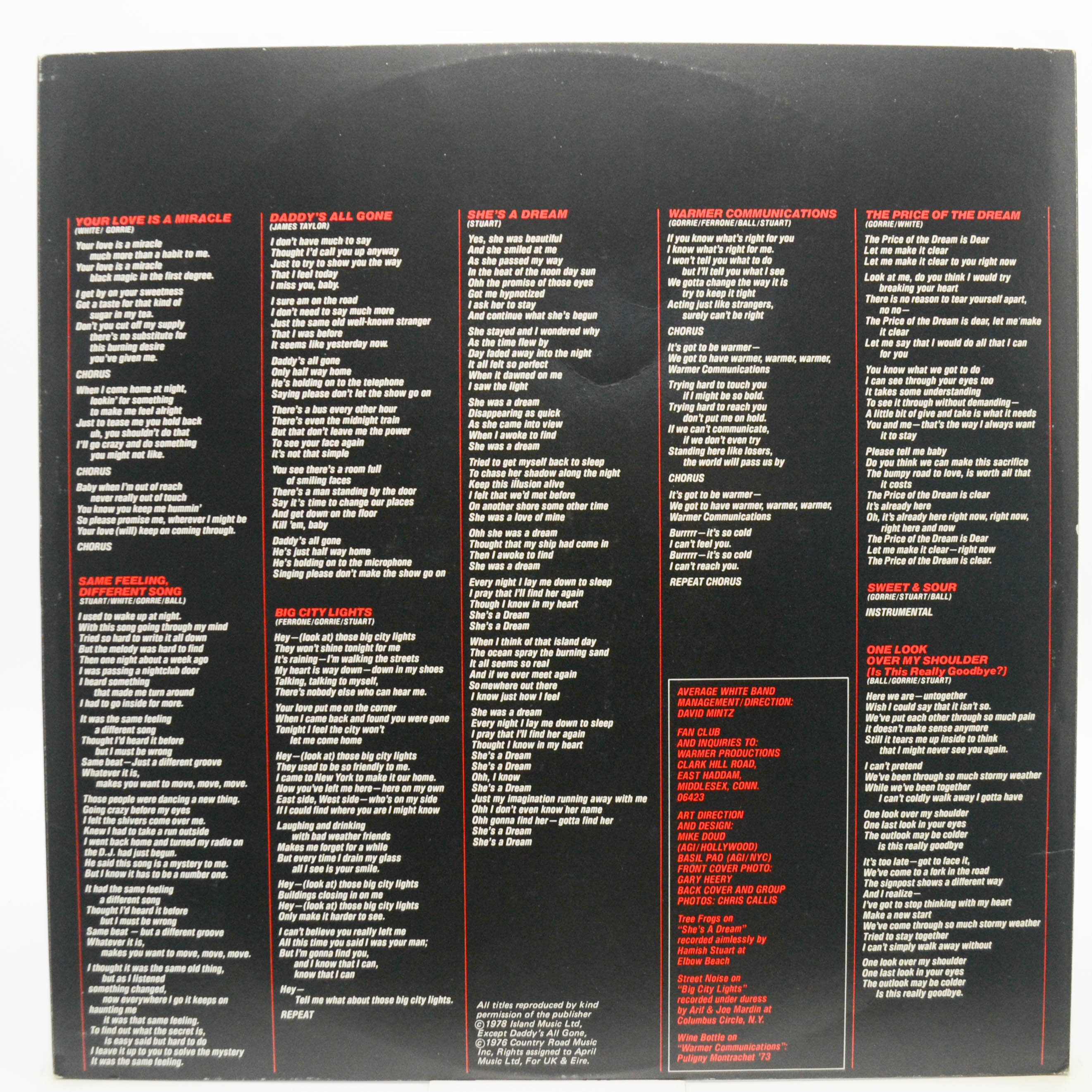 Виниловая пластинка Average White Band — Warmer Communications (UK), 1978
