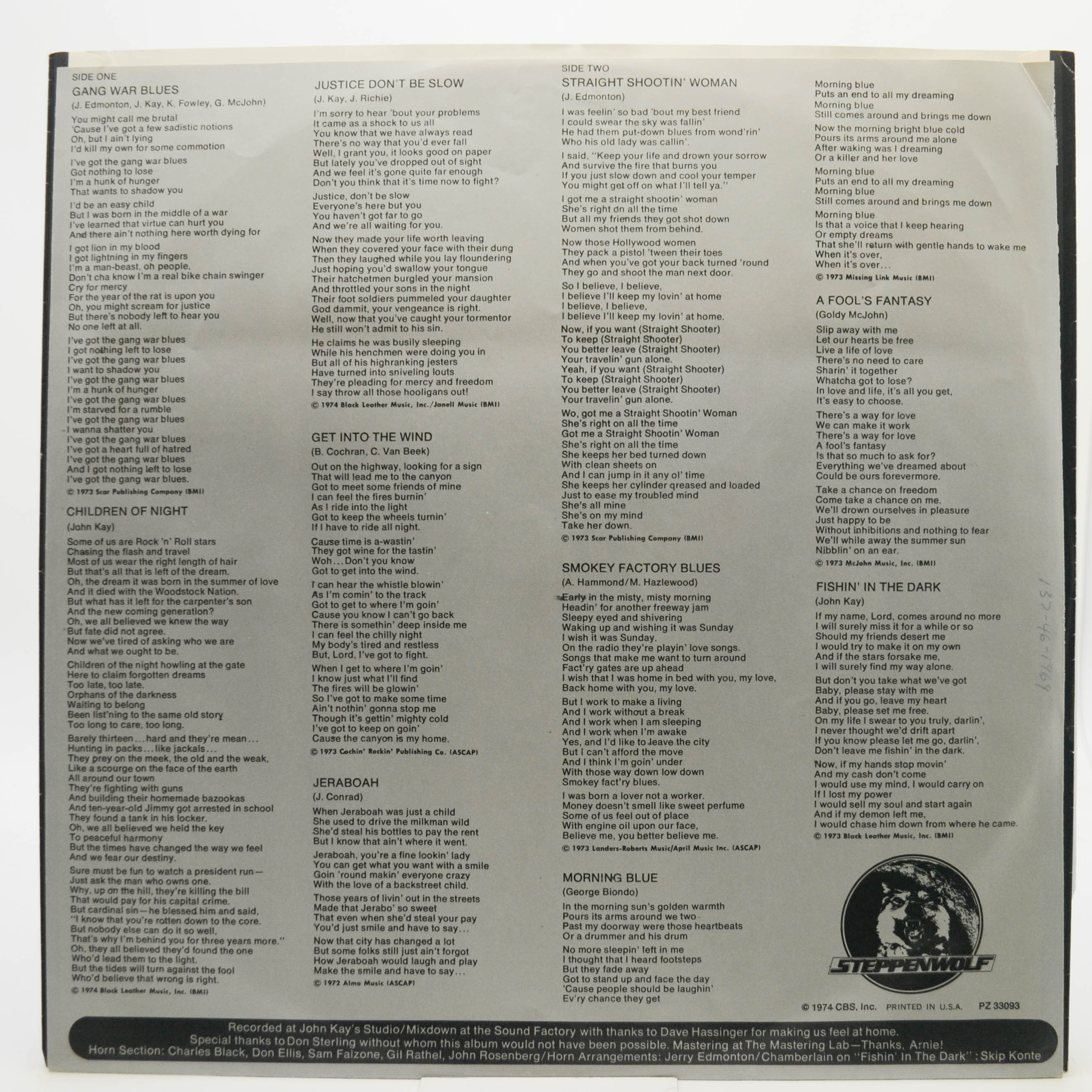 Steppenwolf — Slow Flux (1-st, USA), 1974