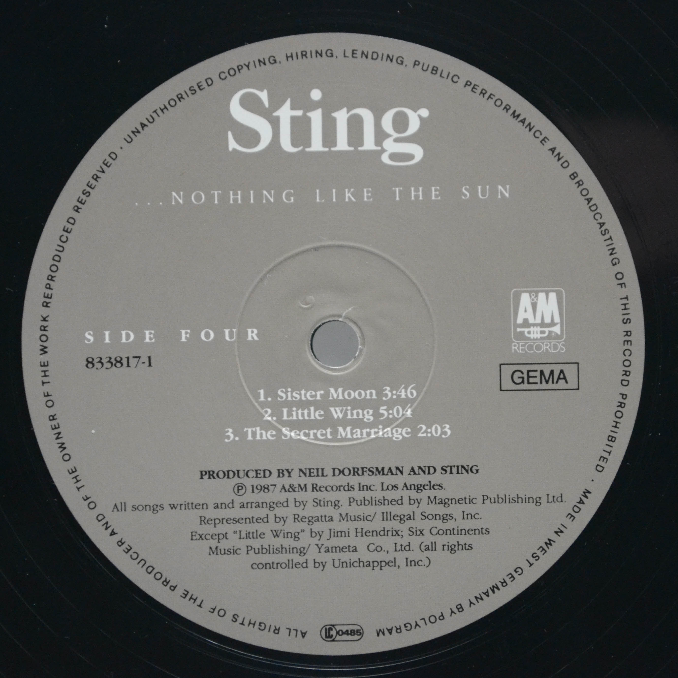 Sting — ...Nothing Like The Sun (2LP), 1987