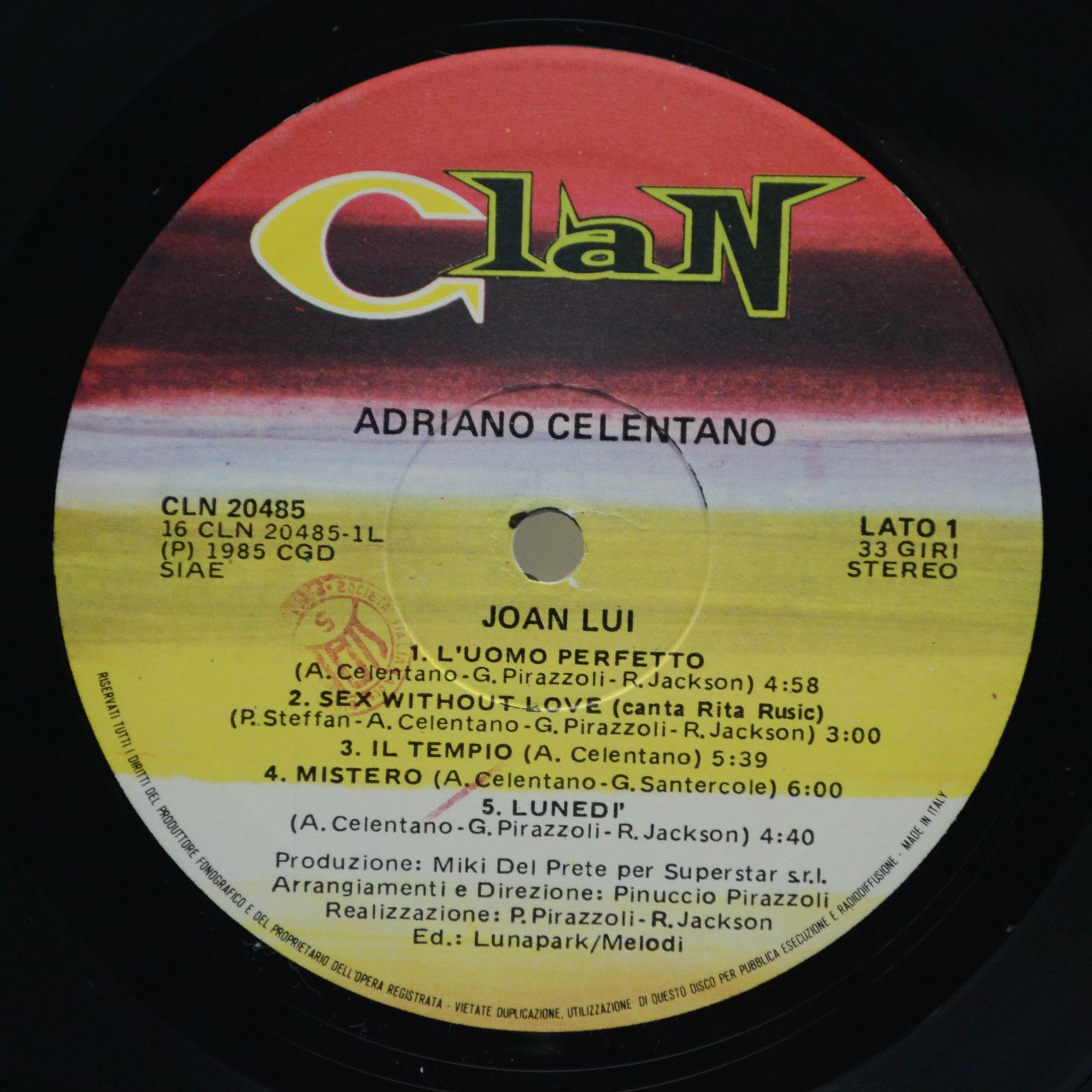 Adriano Celentano — Joan Lui (1-st, Italy, Clan), 1985