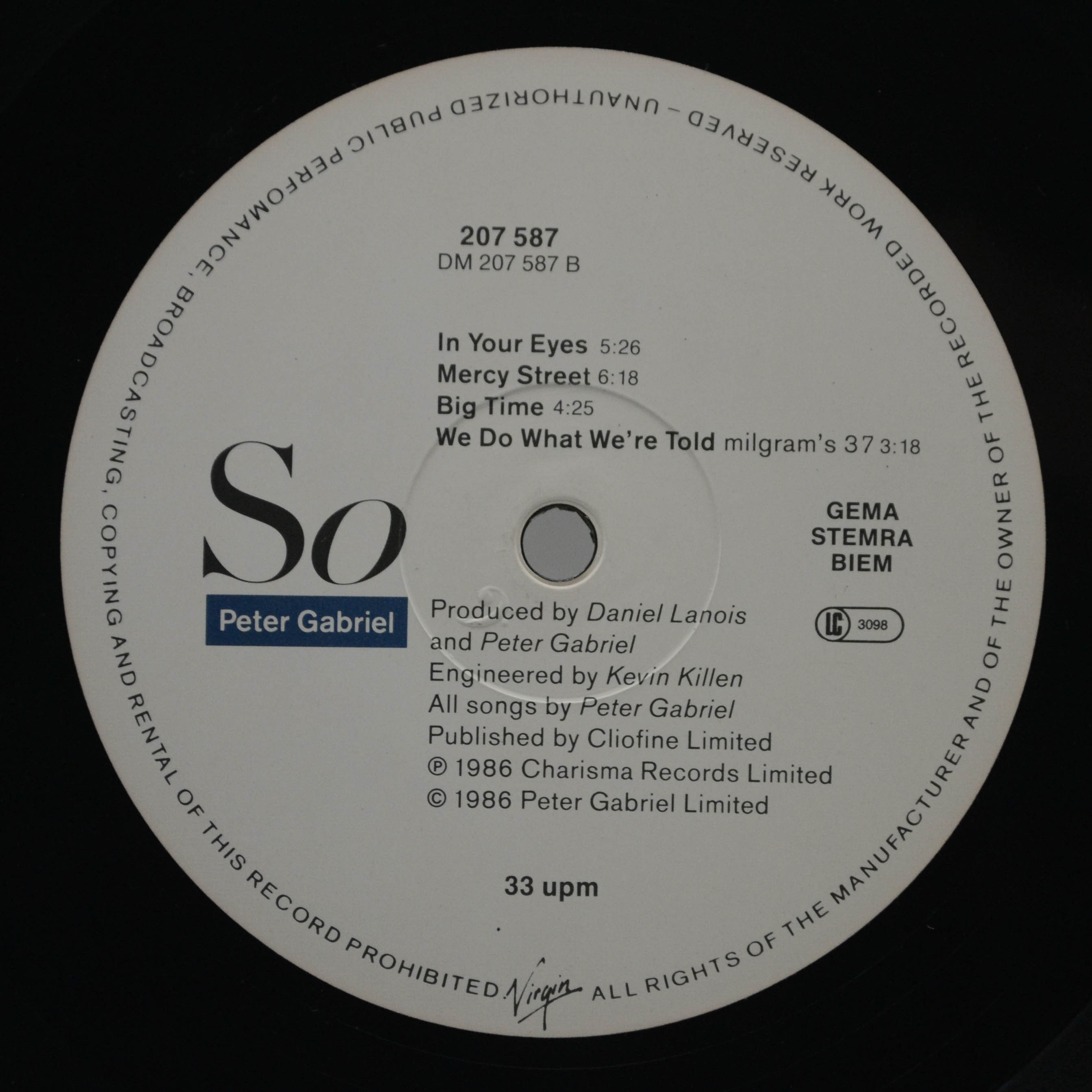 Peter Gabriel — So, 1986