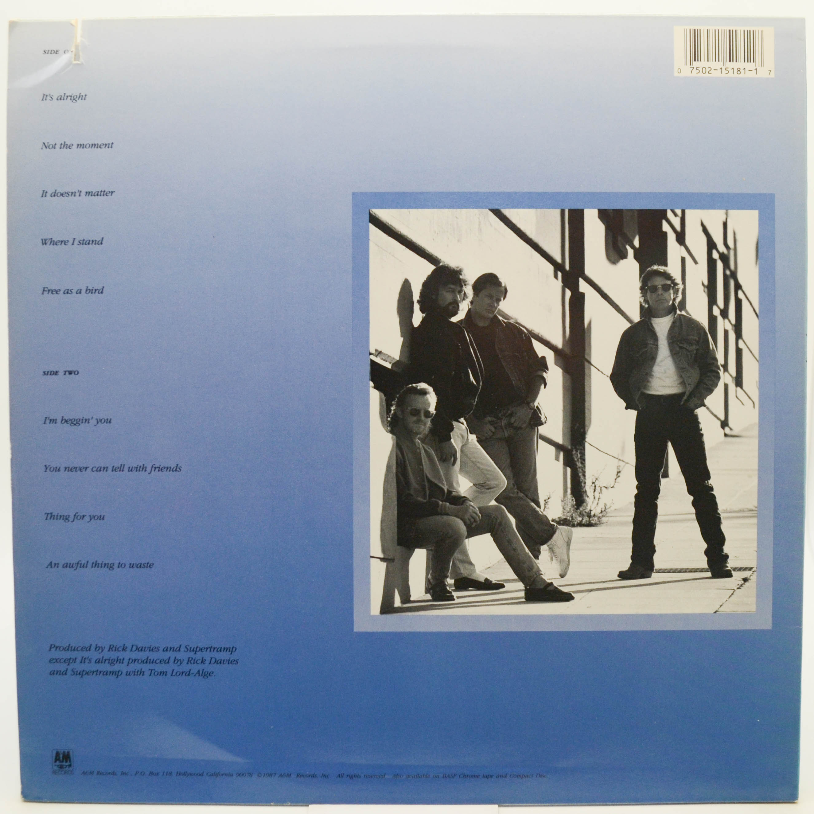 Supertramp — Free As A Bird, 1987