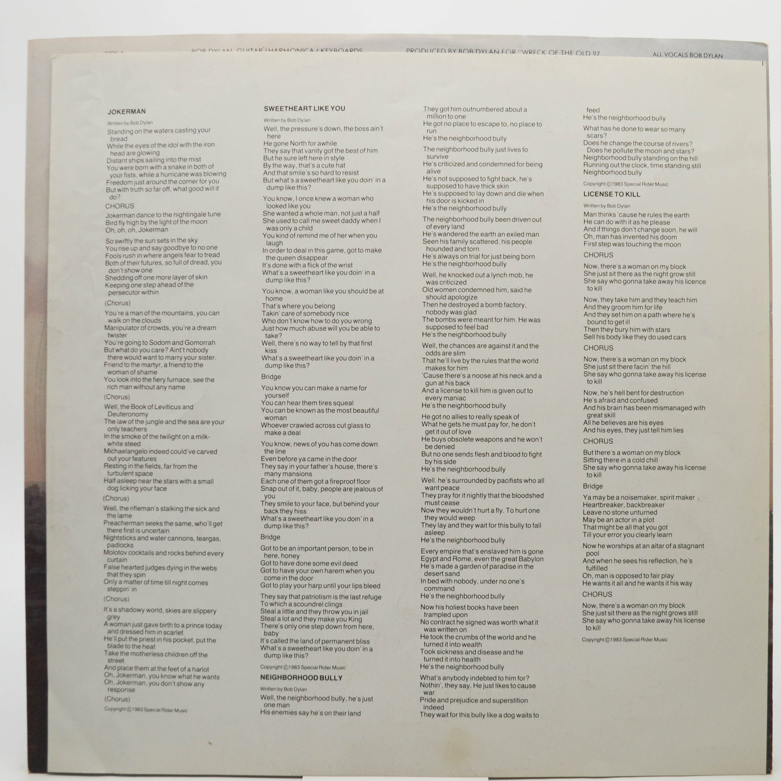 Bob Dylan — Infidels, 1983