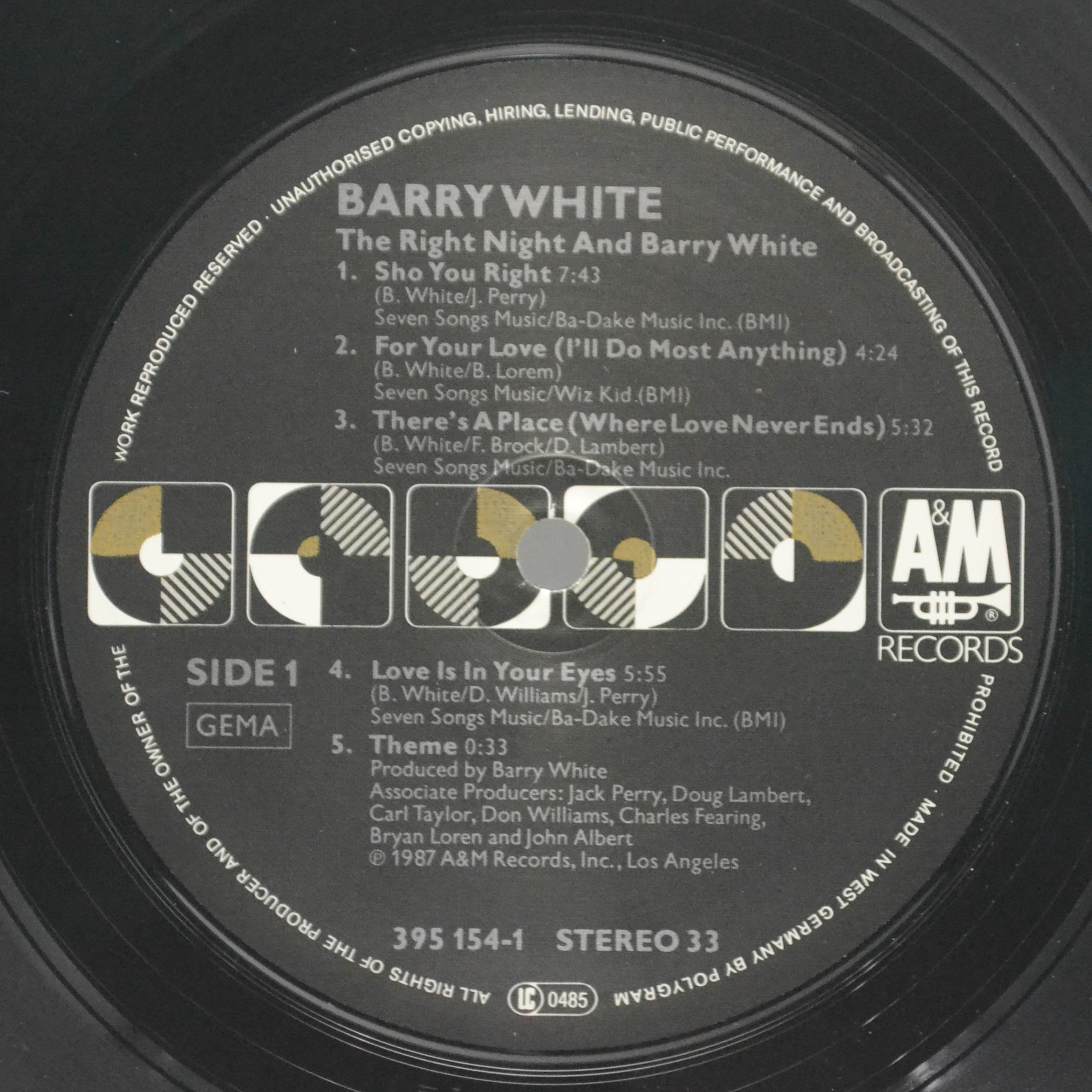 Виниловая пластинка Barry White — The Right Night & Barry White, 1987