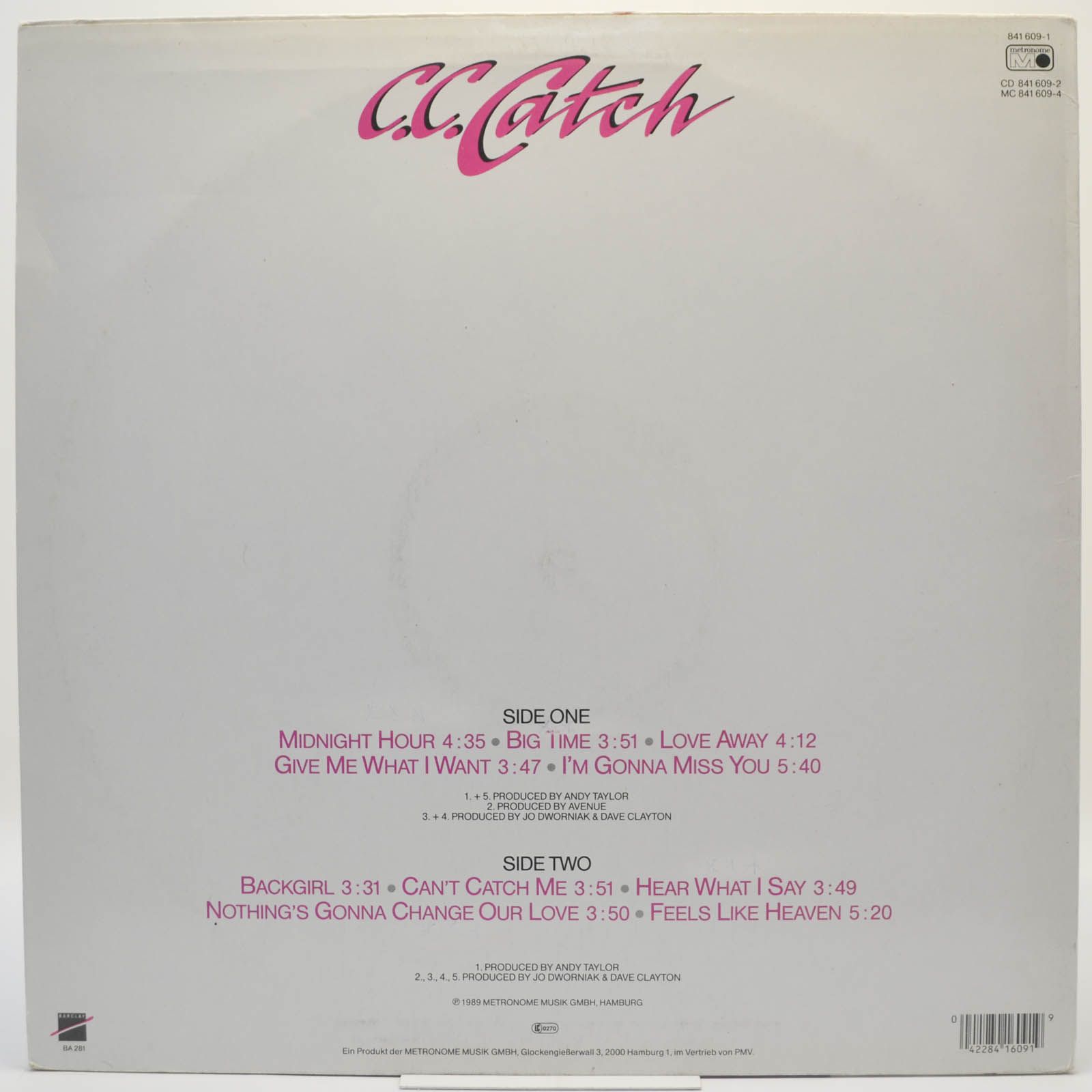 C.C. Catch — Hear What I Say, 1989