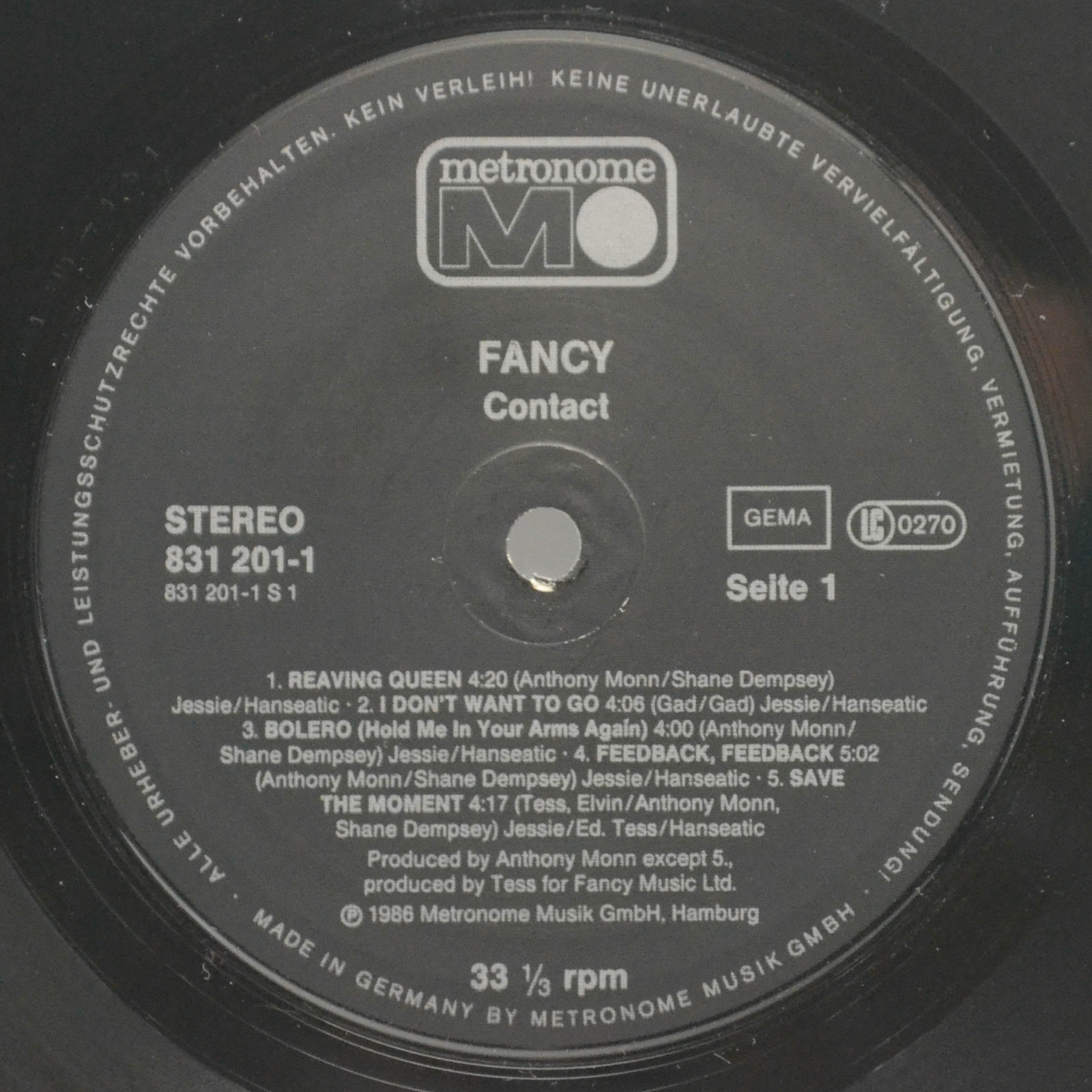Виниловая пластинка Fancy — Contact (1-st, Germany), 1986