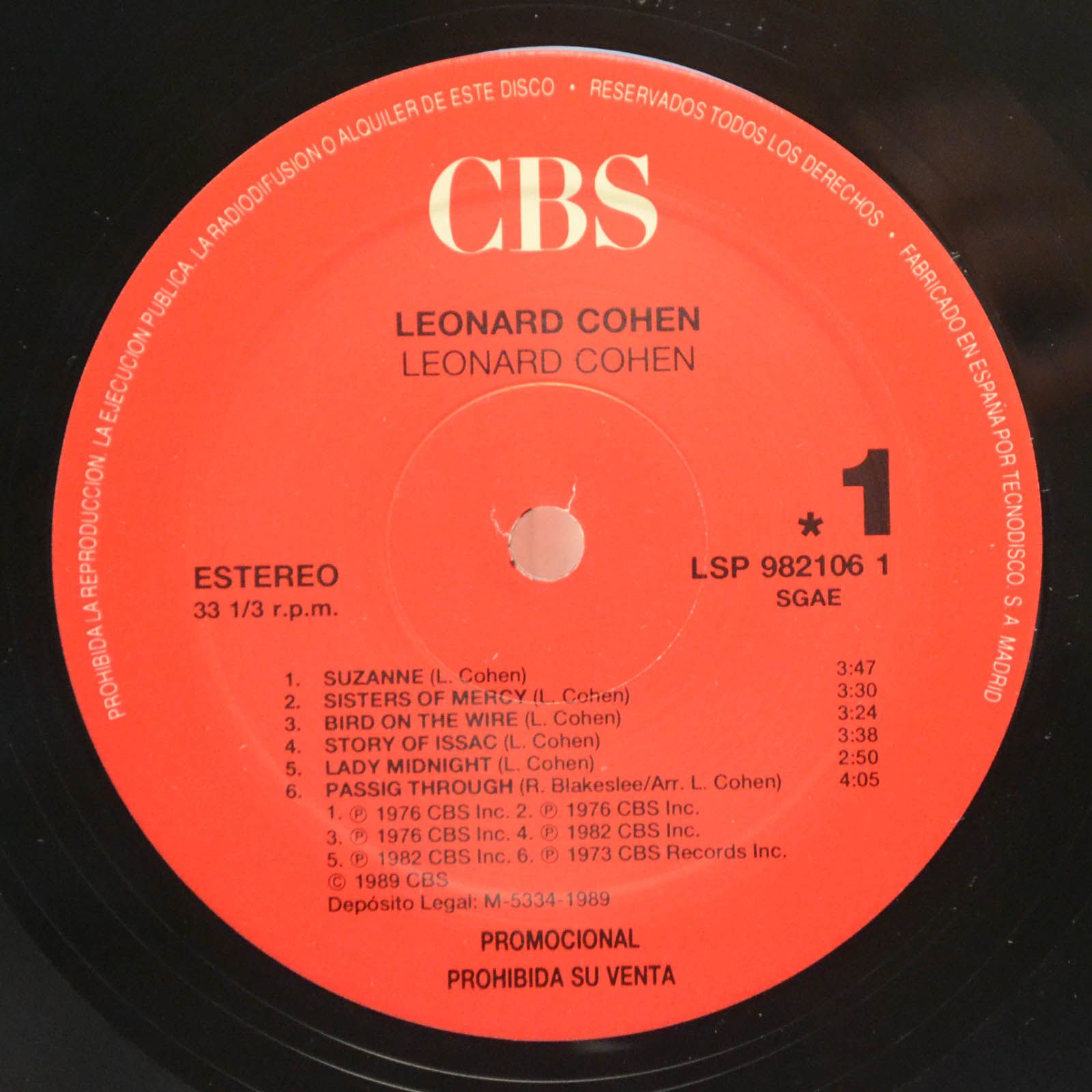 Leonard Cohen — Leonard Cohen, 1989