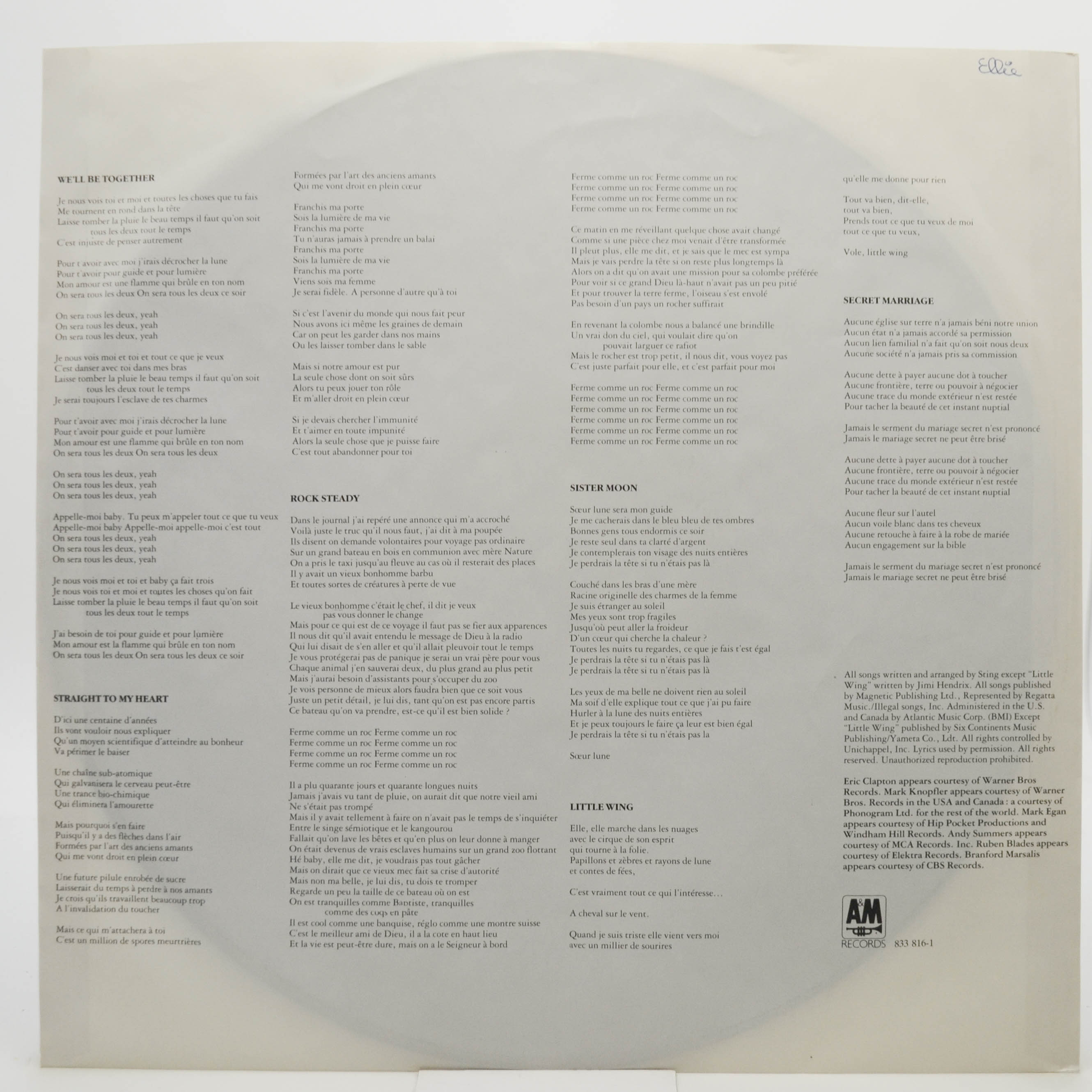 Sting — ...Nothing Like The Sun (2LP), 1987