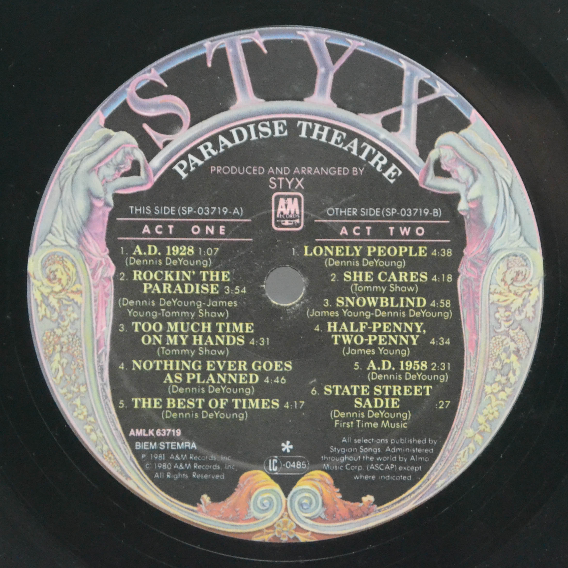 Виниловая пластинка Styx — Paradise Theatre, 1981