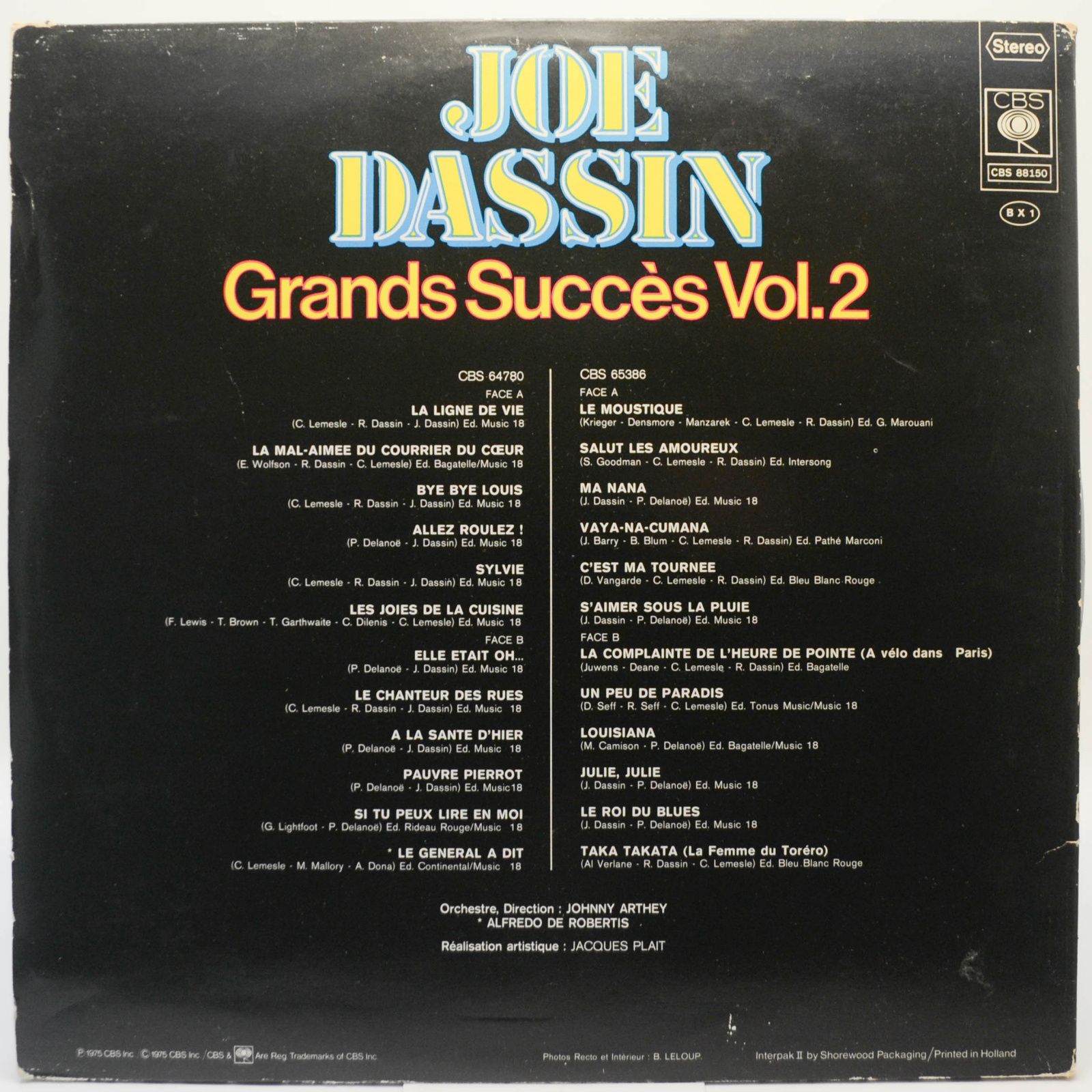 Joe Dassin — Grands Succes Vol.2 (2LP), 1975