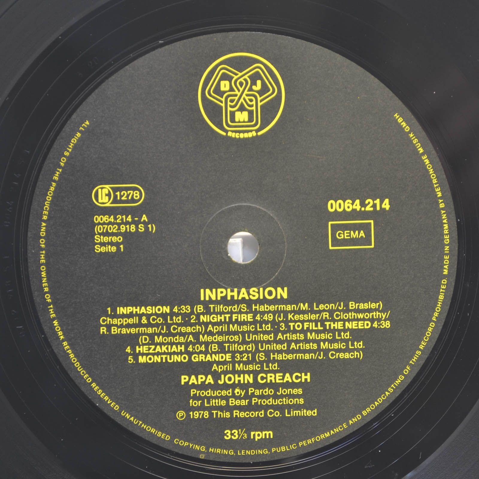 Papa John Creach — Inphasion, 1978
