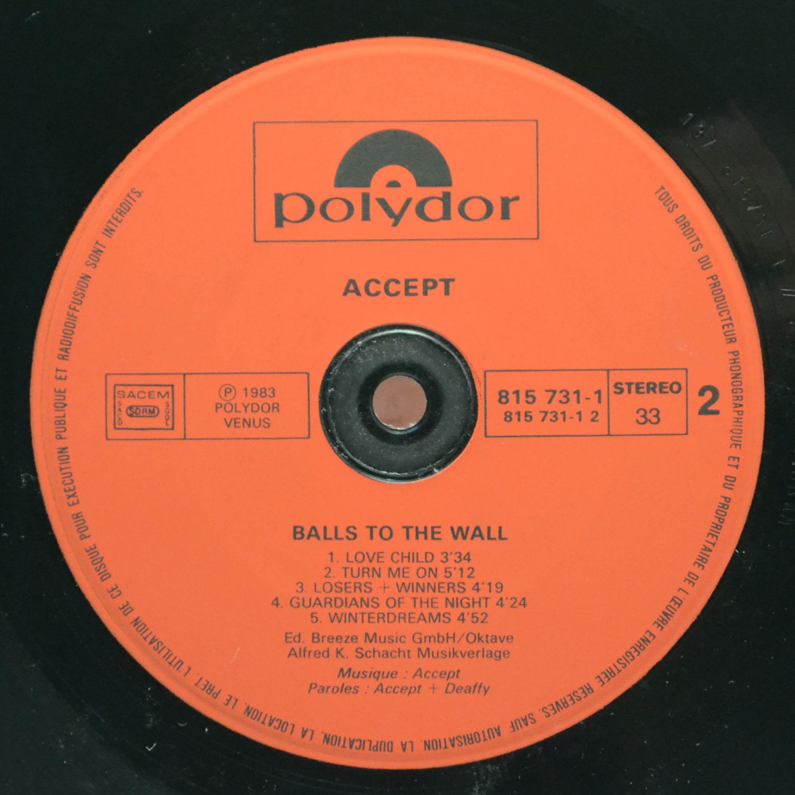 Accept — Balls To The Wall (poster), 1983