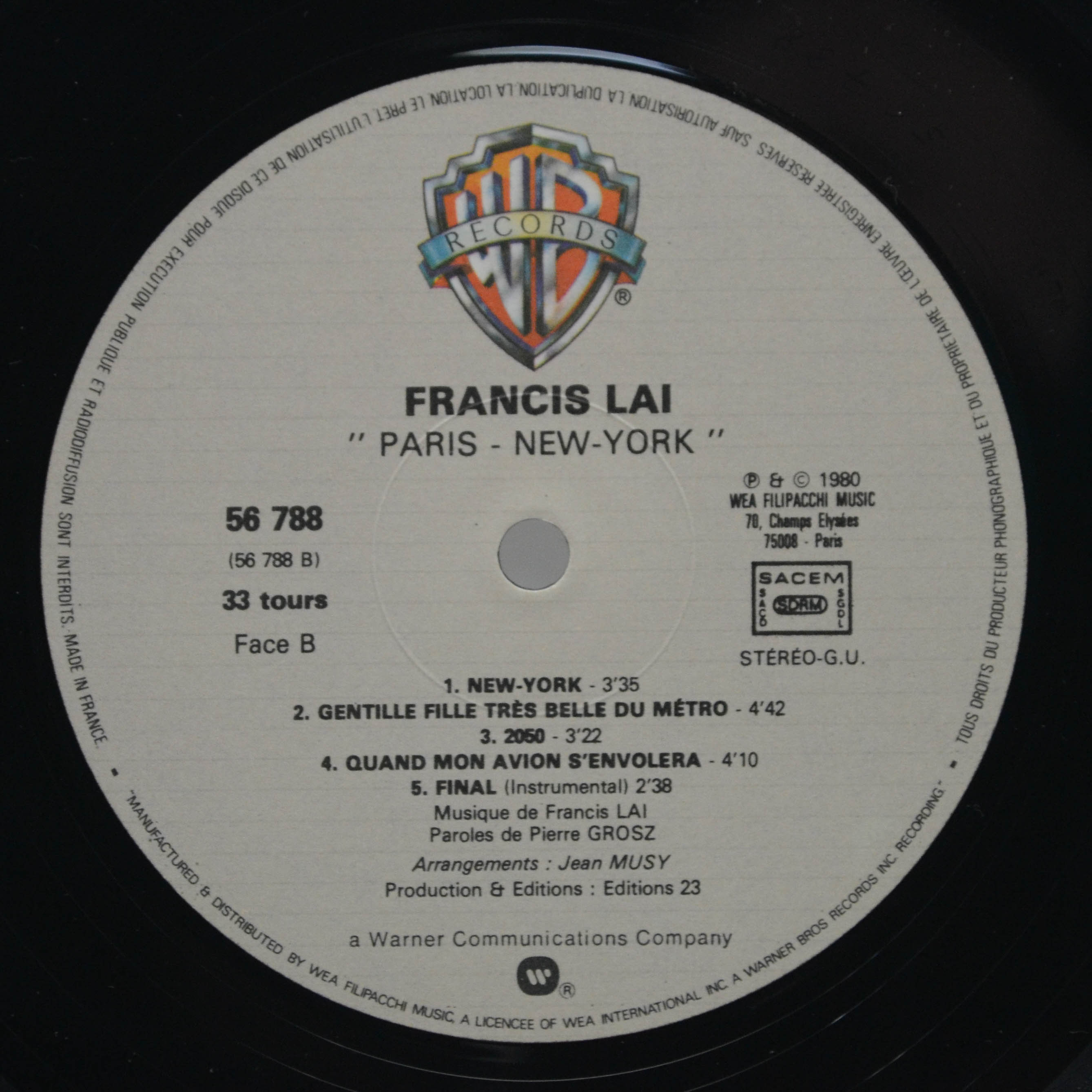 Francis Lai — Paris - New-York, 1980