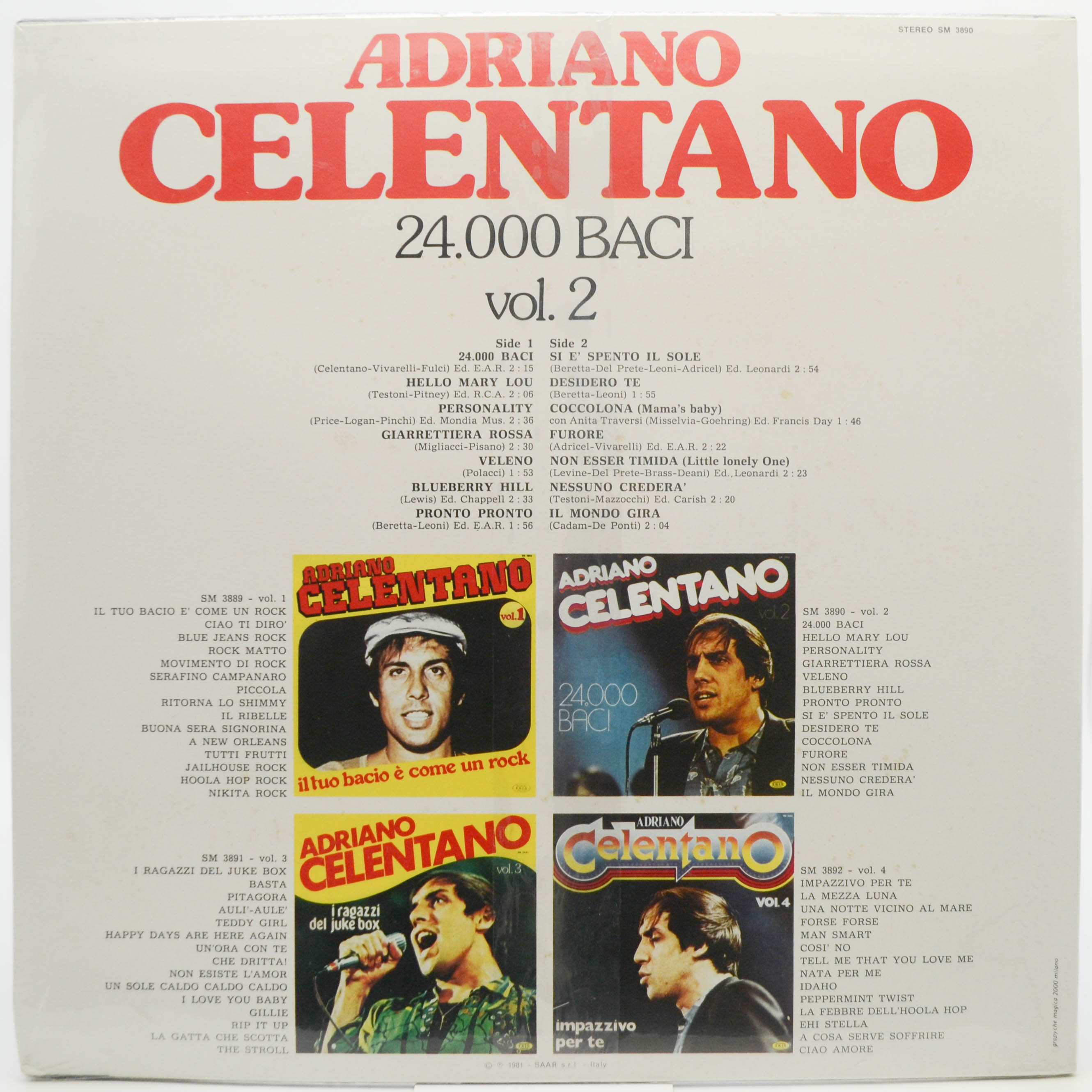 Adriano Celentano — Vol. 2 - 24.000 Baci (Italy), 1981