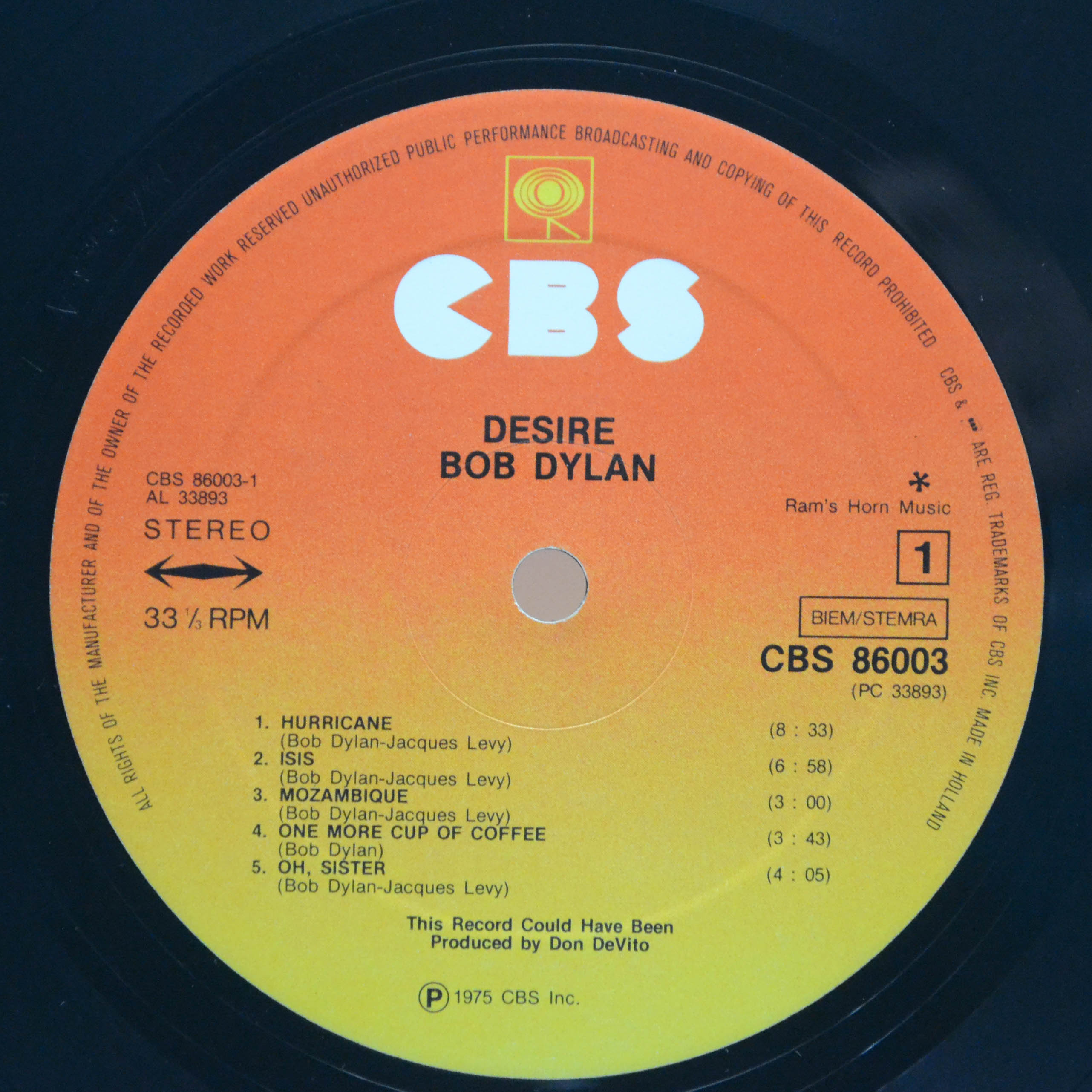 Bob Dylan — Desire, 1977