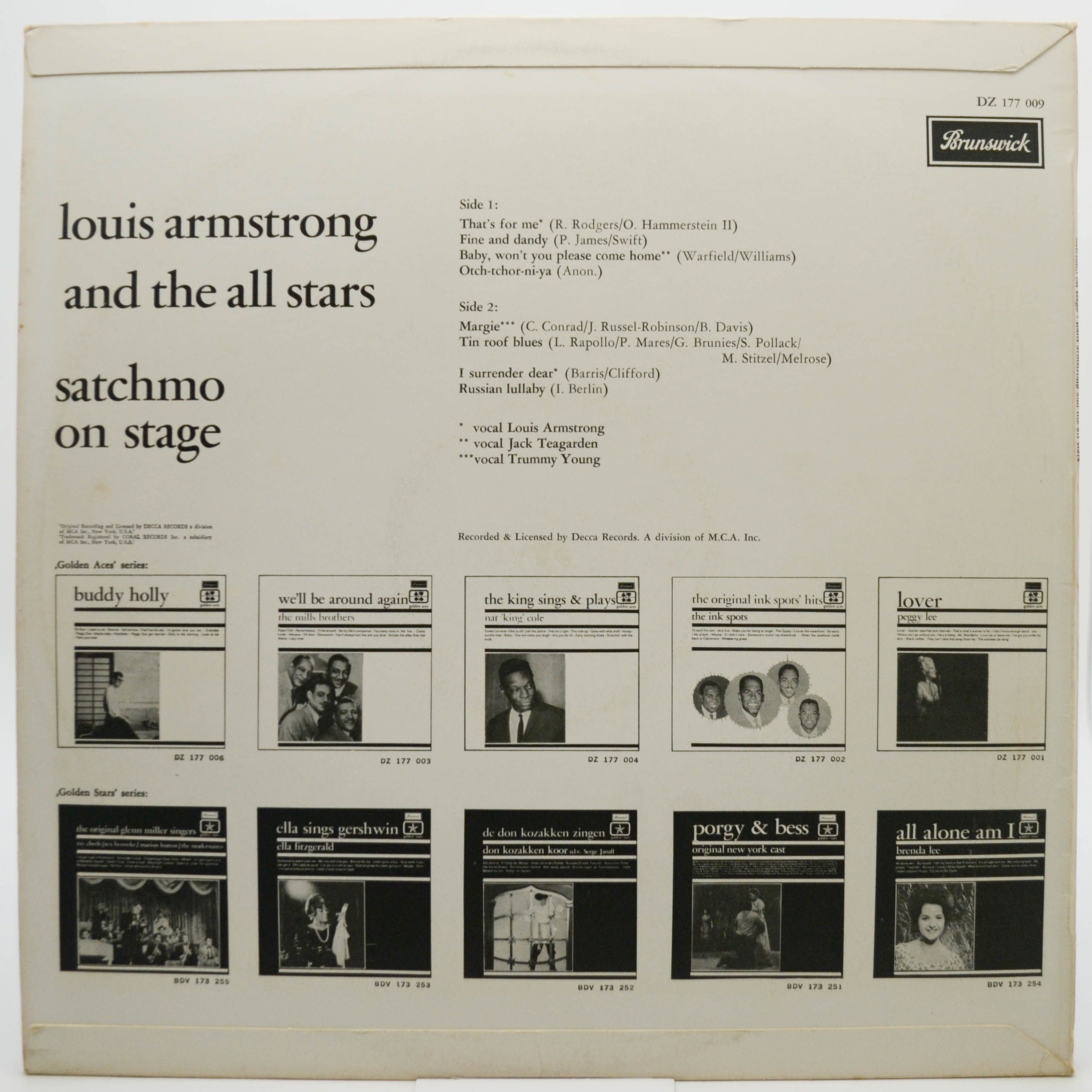 Louis Armstrong And The All Stars — Satchmo On Stage, 1957
