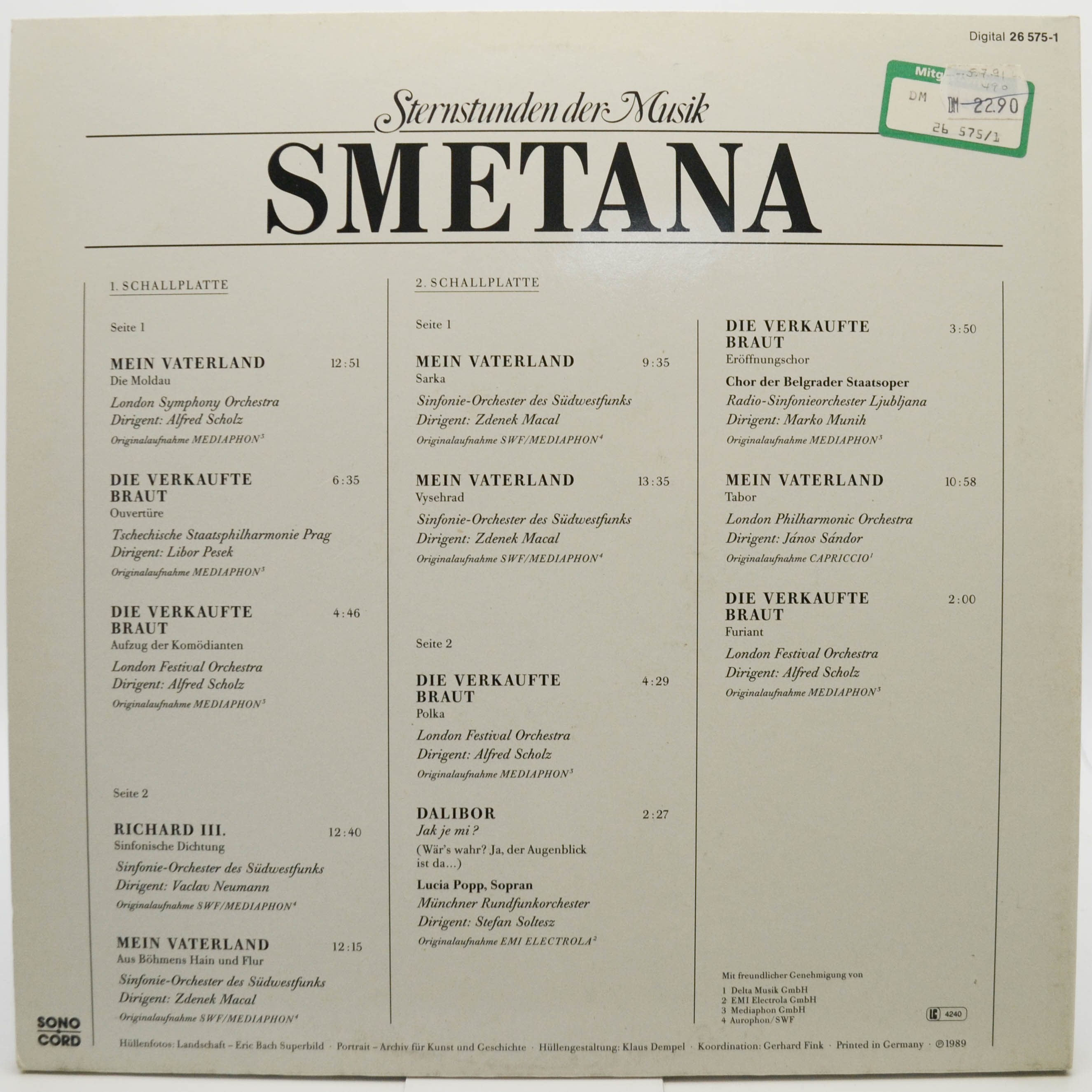 Smetana — Sternstunden Der Musik (2LP), 1989