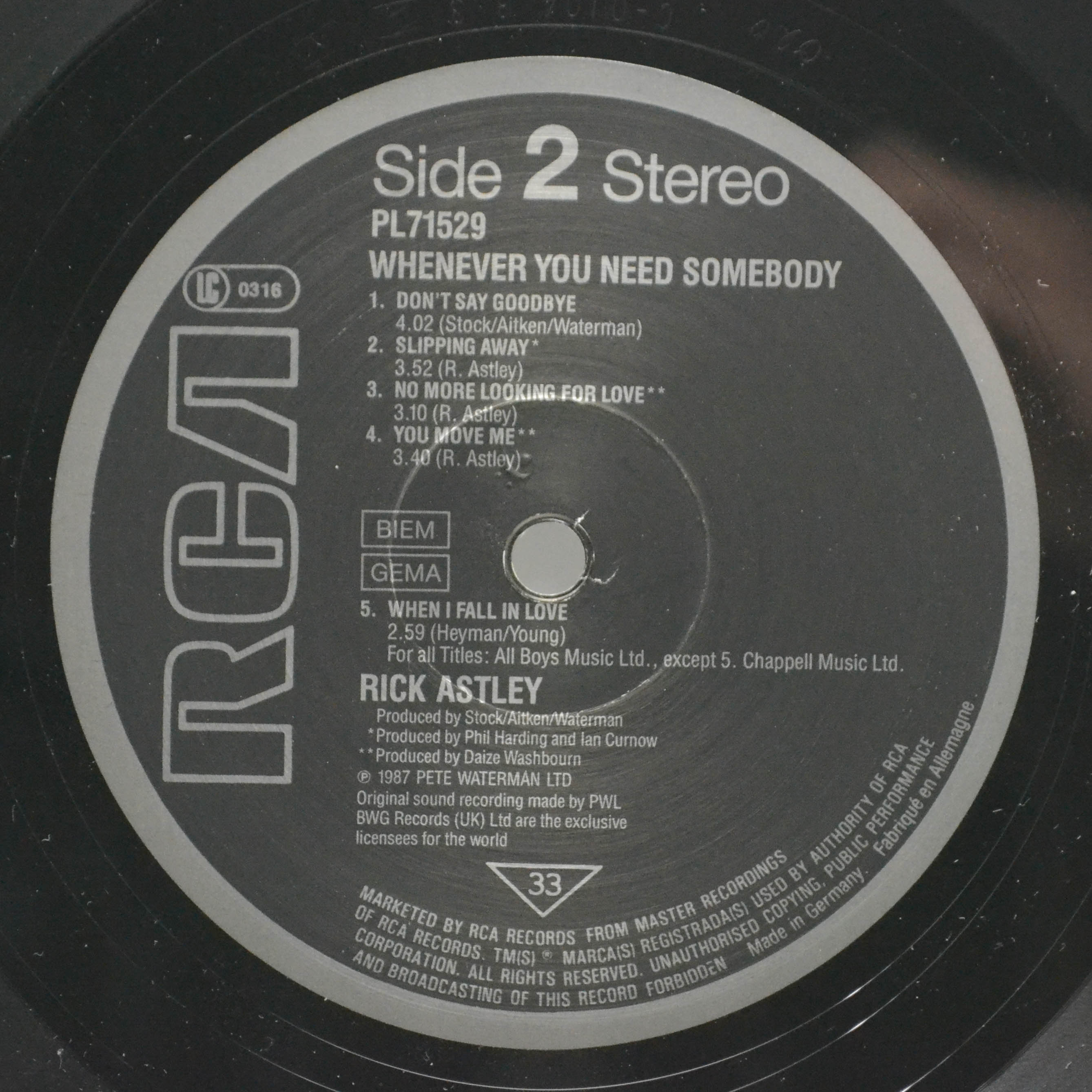 Rick Astley — Whenever You Need Somebody, 1987