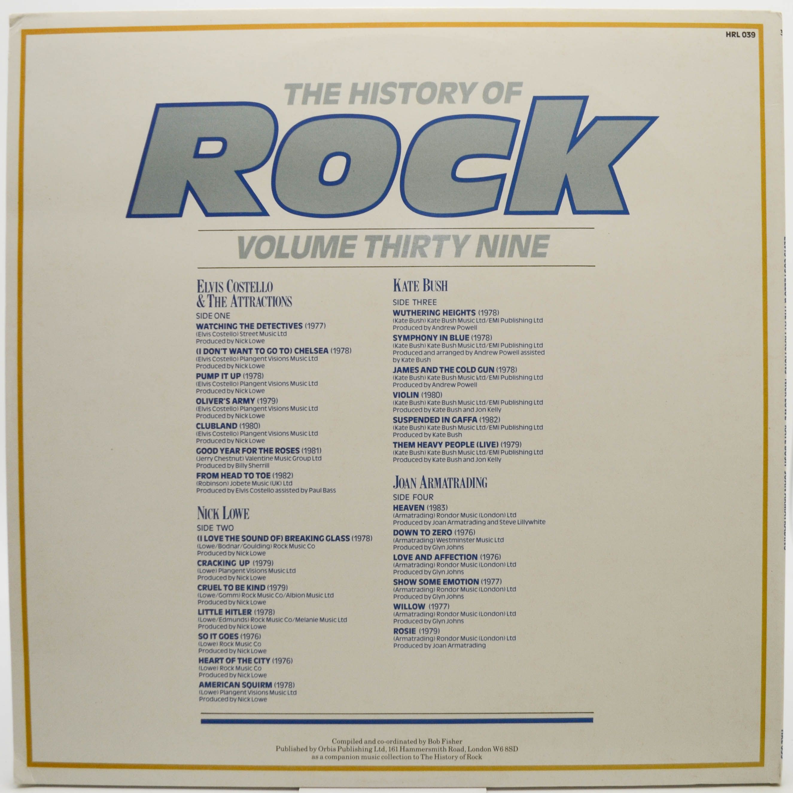 Elvis Costello & The Attractions / Nick Lowe / Kate Bush / Joan Armatrading — The History Of Rock (Volume Thirty Nine) (2LP, UK), 1986