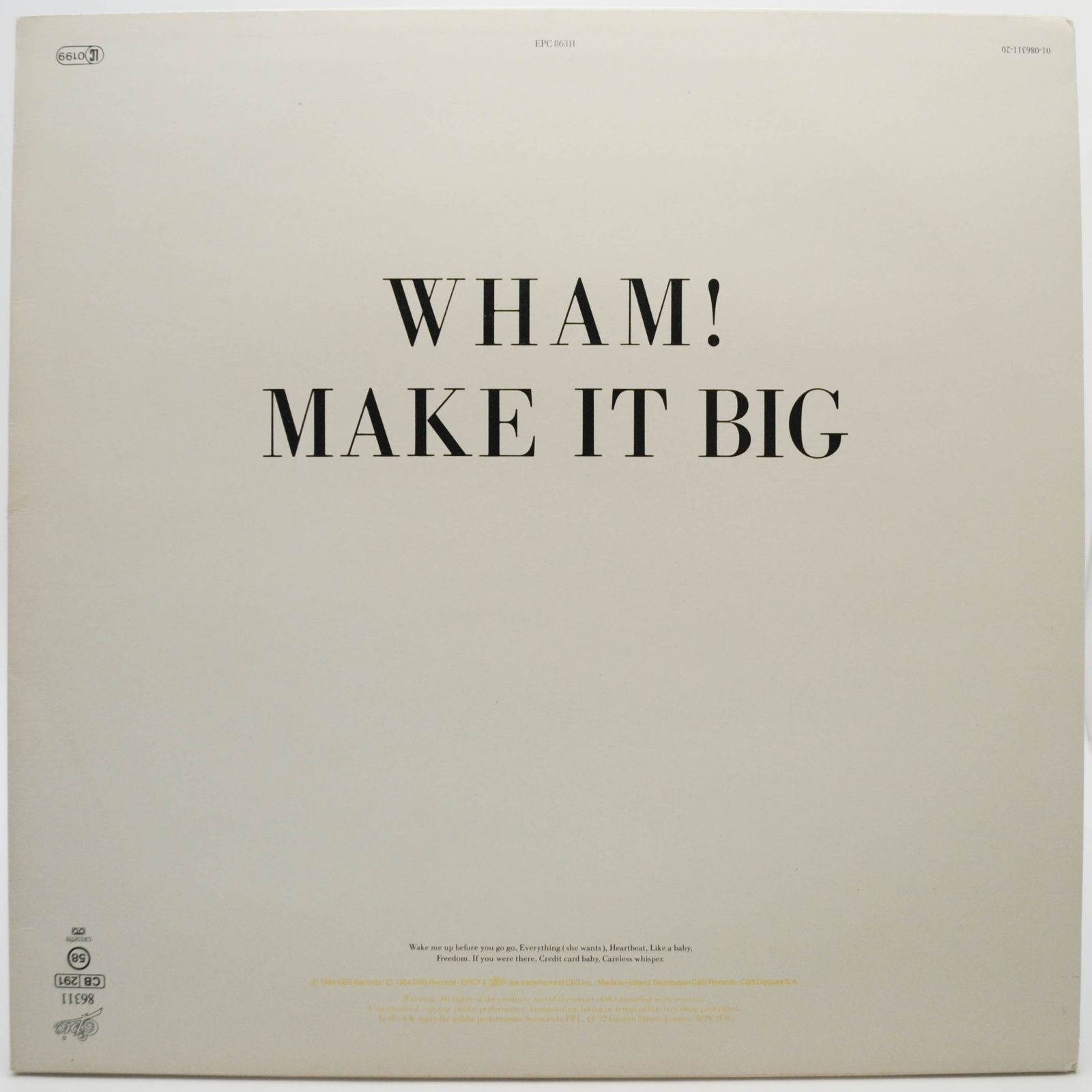 Wham! — Make It Big (poster), 1984