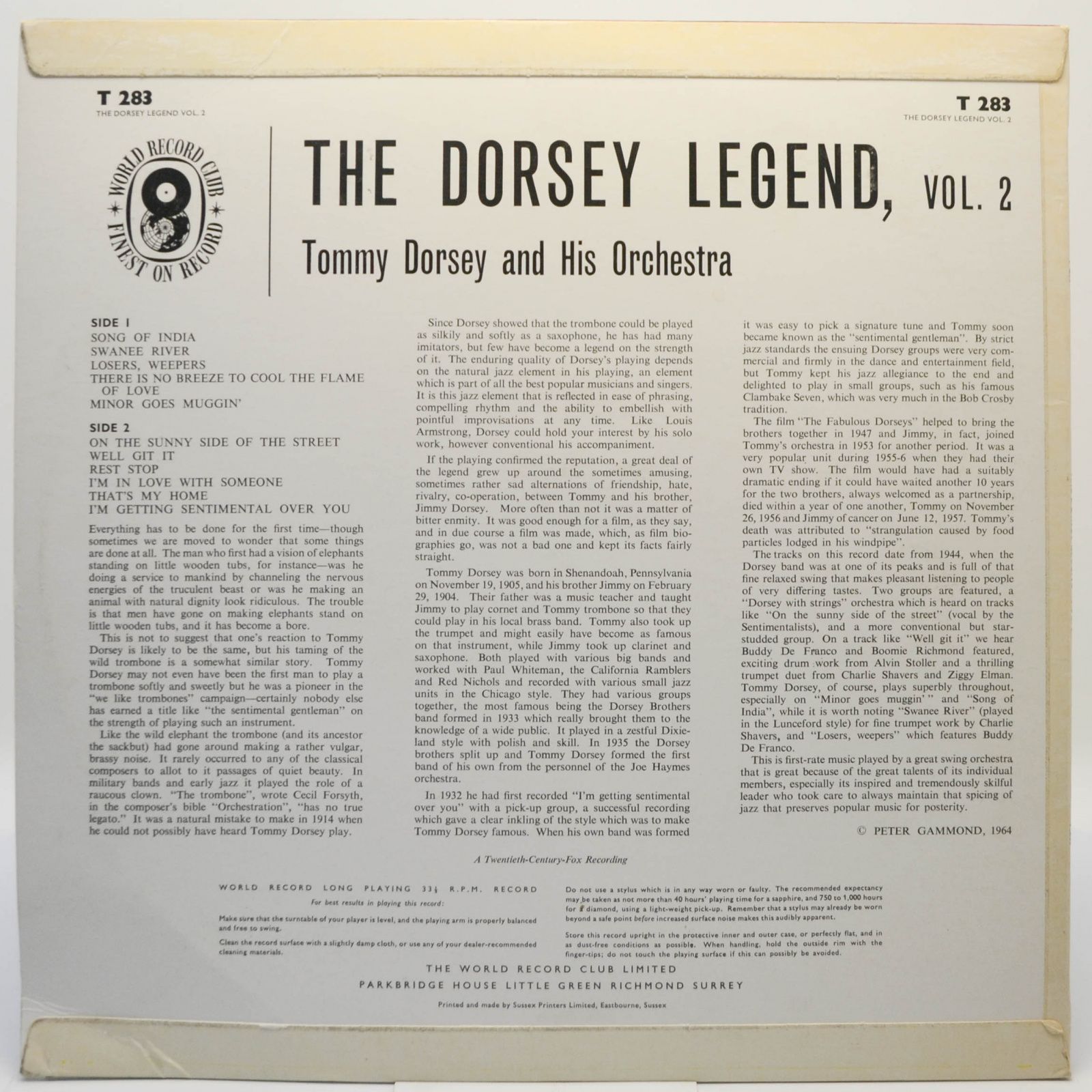 Tommy Dorsey And His Orchestra — The Dorsey Legend Vol. 2, 1964