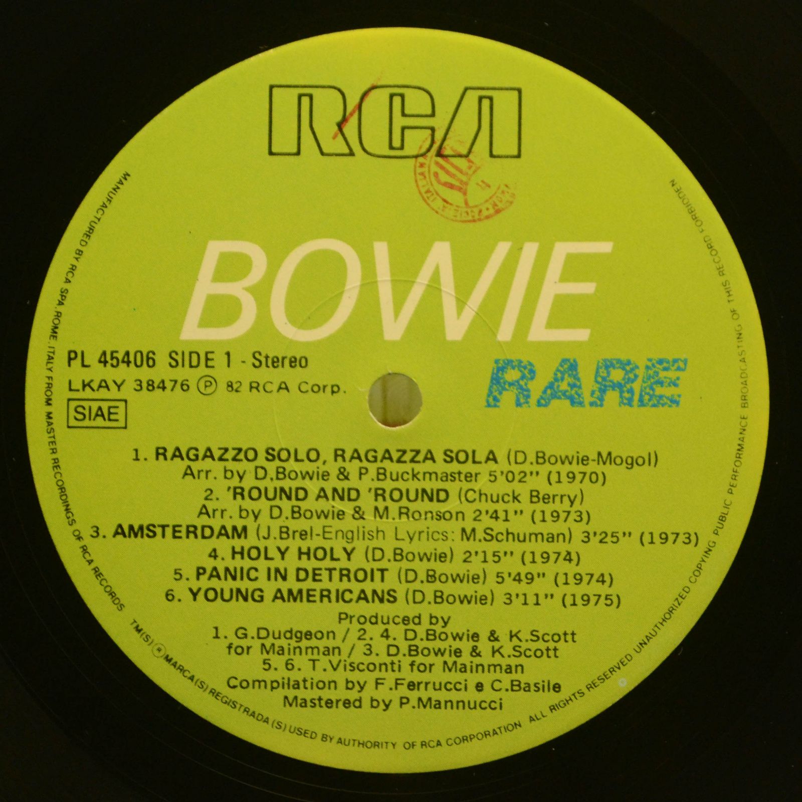 Bowie — Rare, 1982