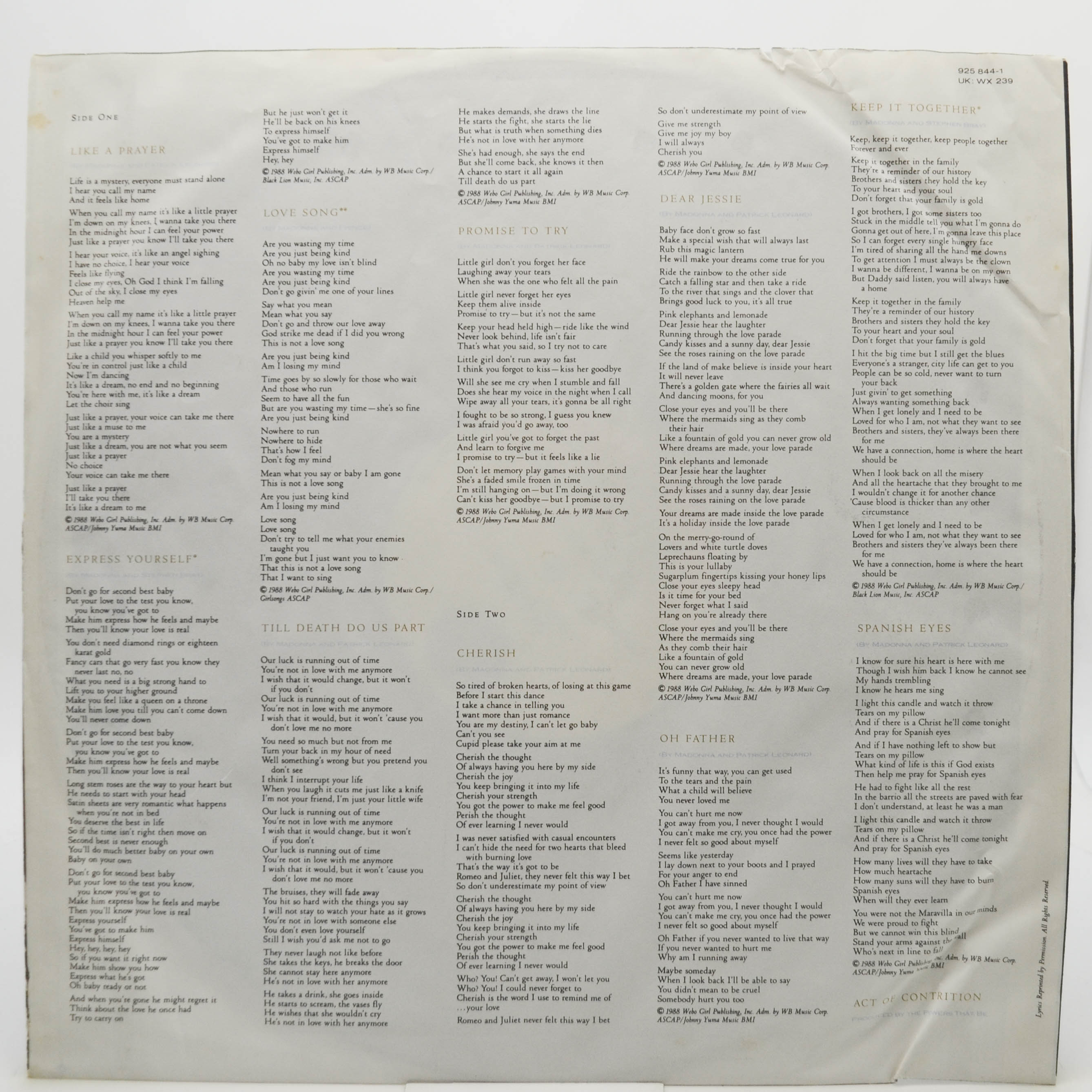 Madonna — Like A Prayer, 1989