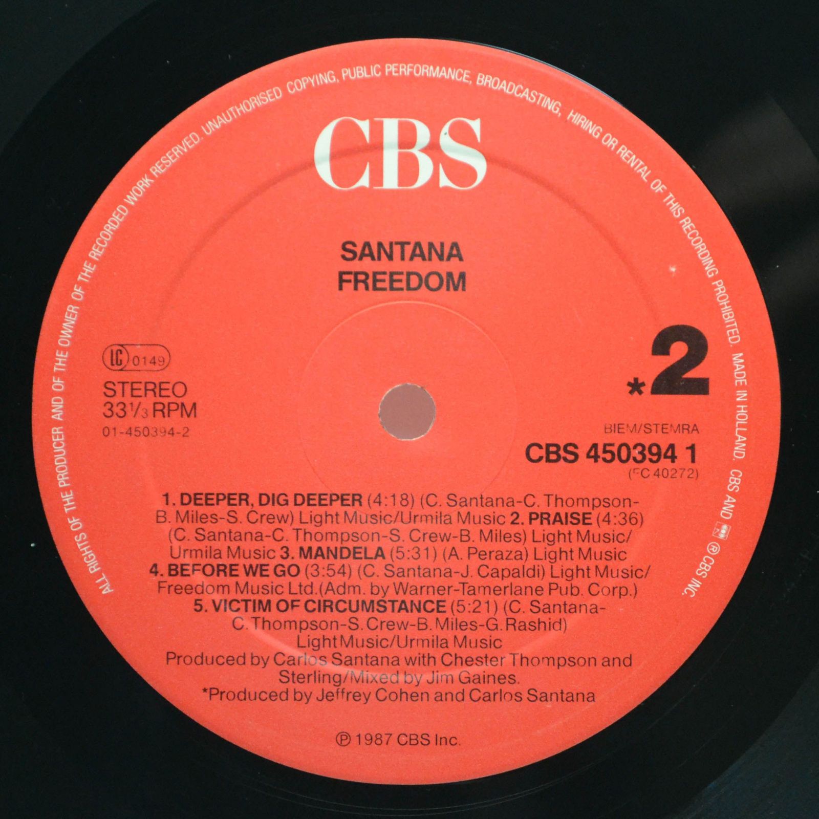 Santana — Freedom, 1987