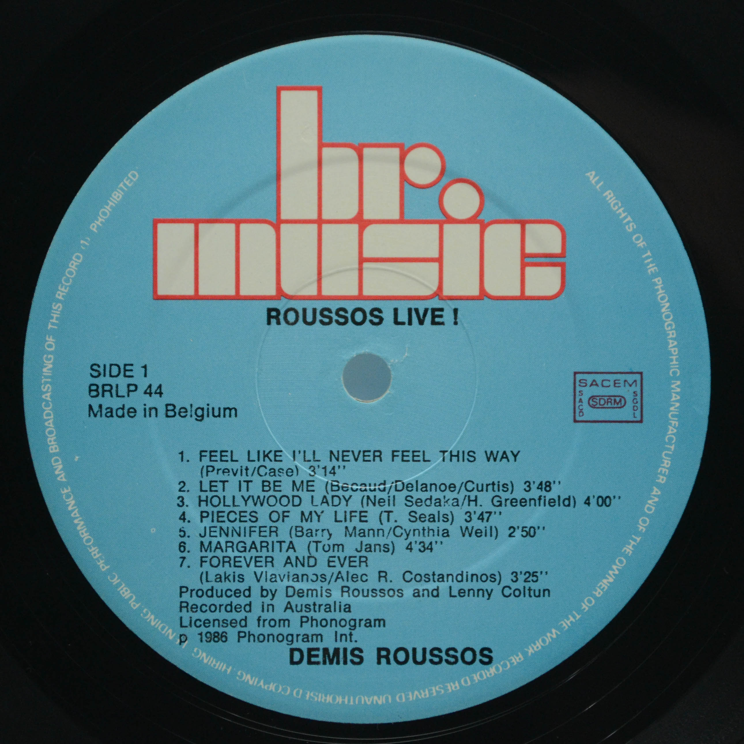 Demis Roussos — Roussos Live! Demis Roussos In Concert, 1986