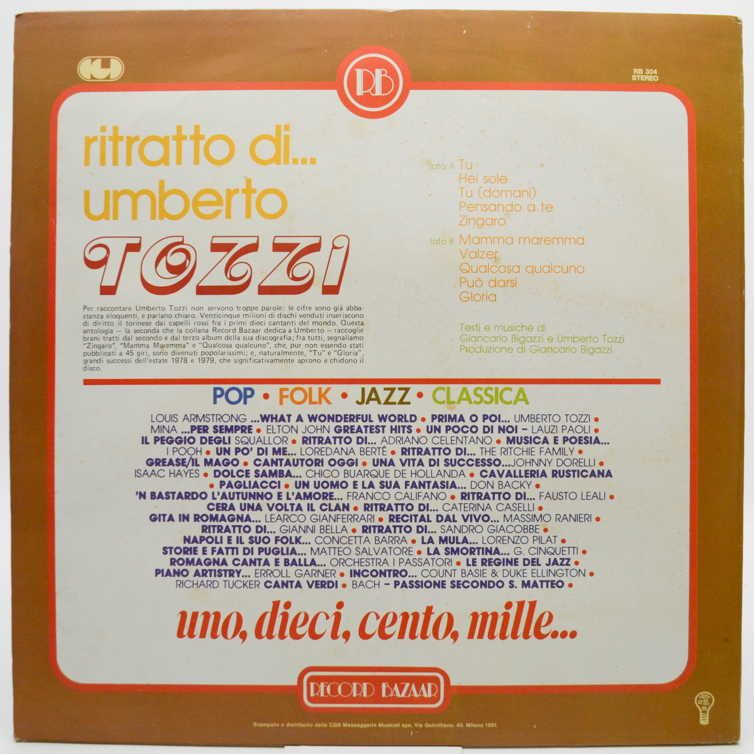 Umberto Tozzi — Ritratto Di... Umberto Tozzi (Italy), 1981