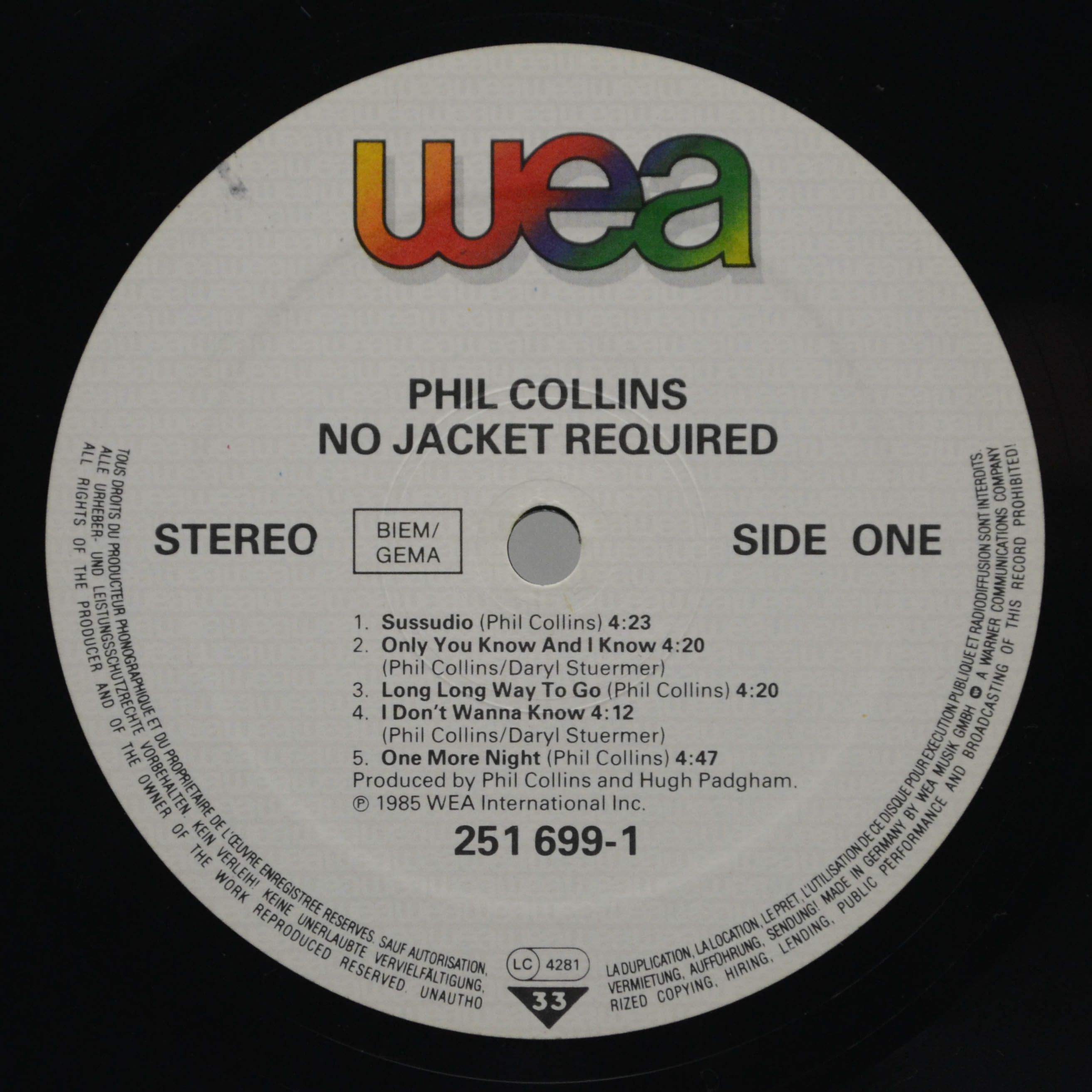 Phil Collins — No Jacket Required, 1985