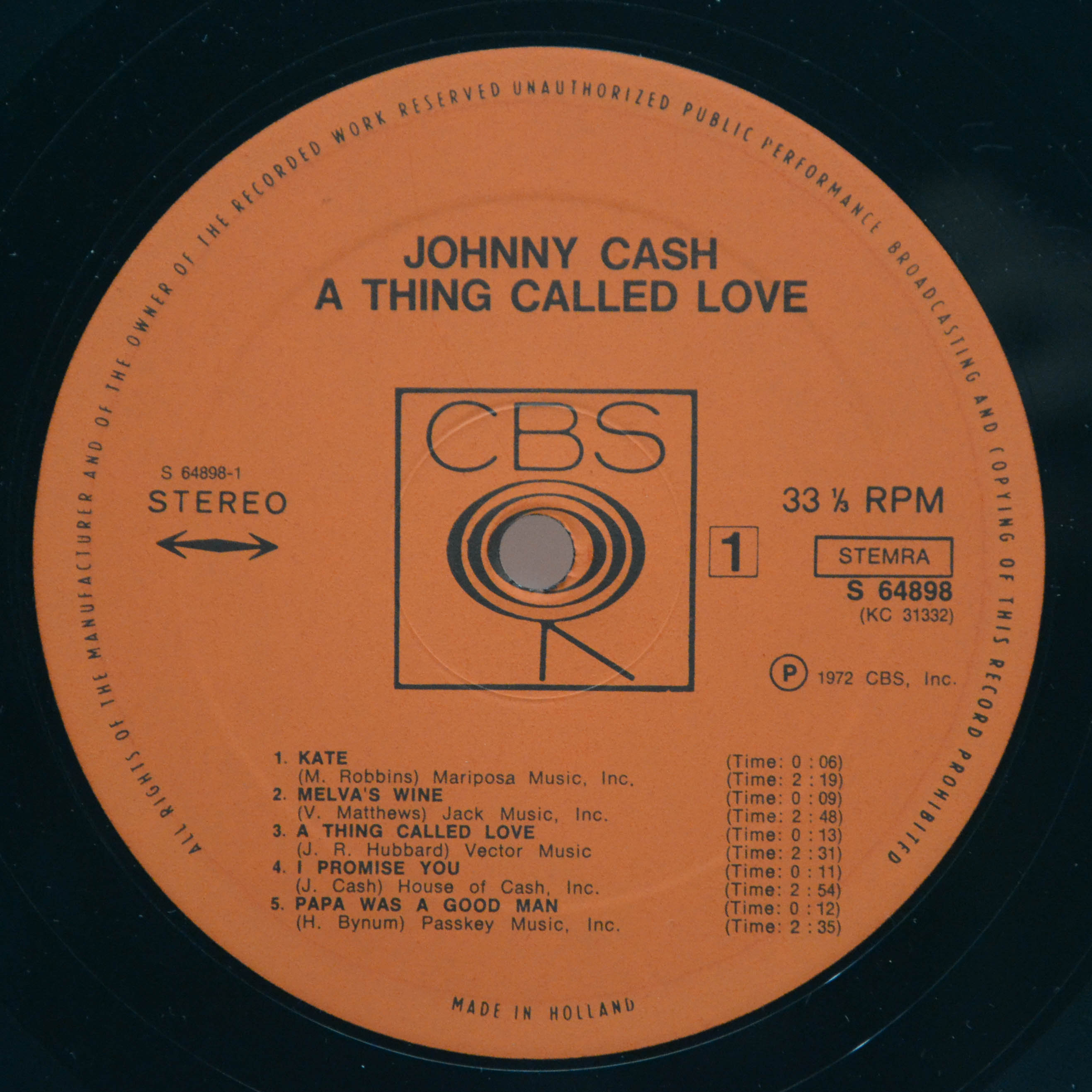 Johnny Cash — A Thing Called Love, 1972