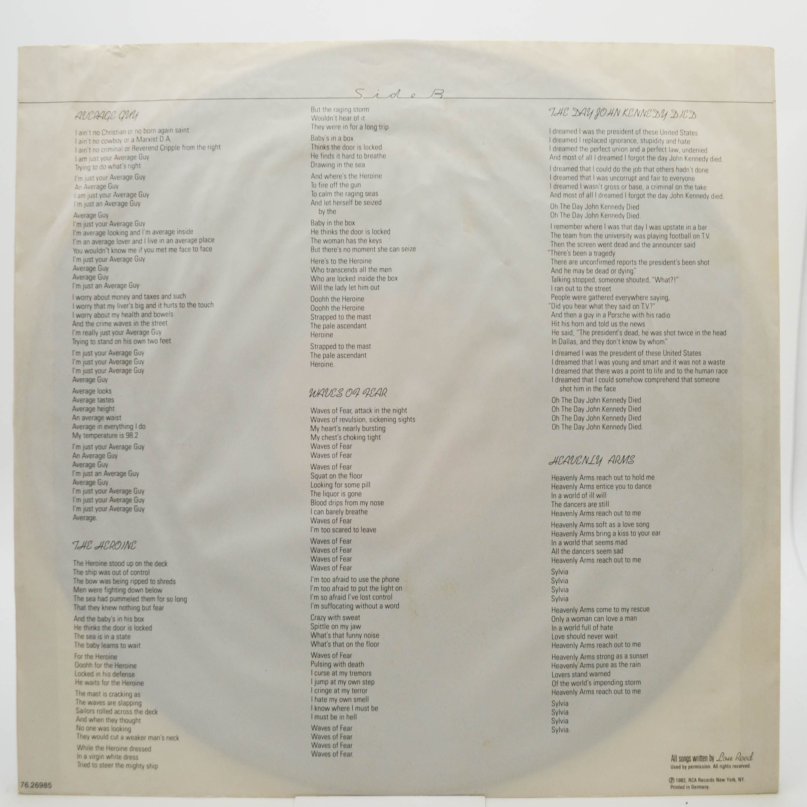 Lou Reed — The Blue Mask, 1982