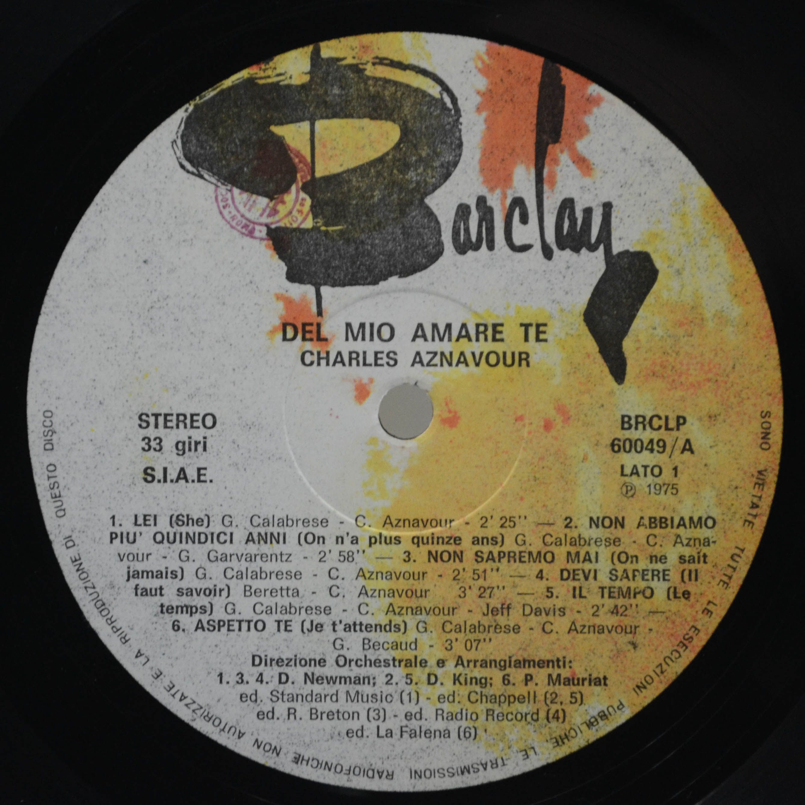 Aznavour — Del Mio Amare Te, 1975