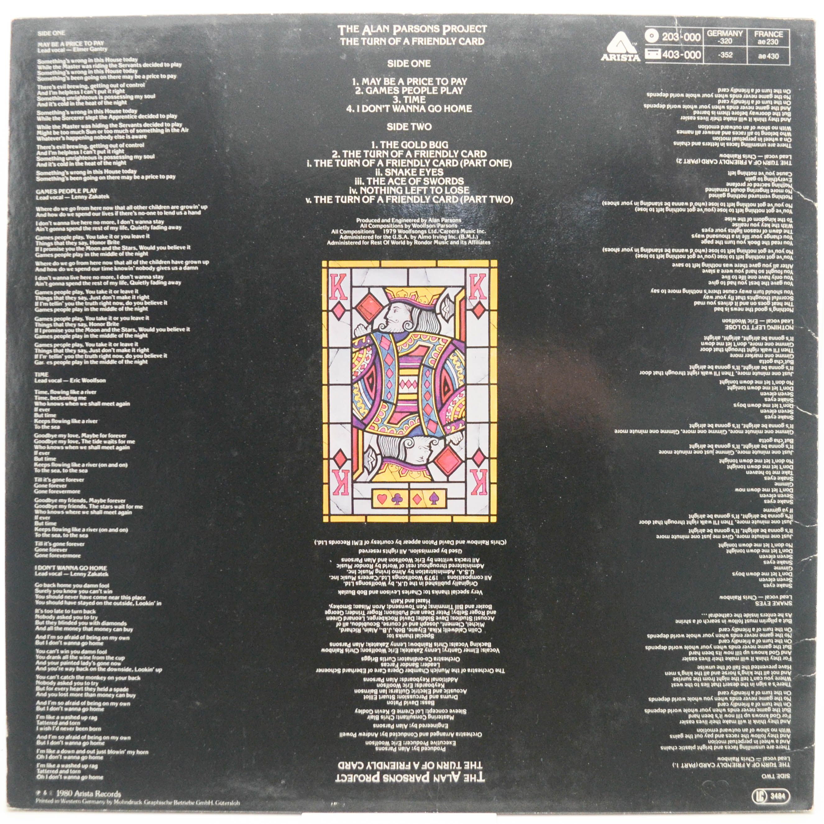 Alan Parsons Project — The Turn Of A Friendly Card, 1980