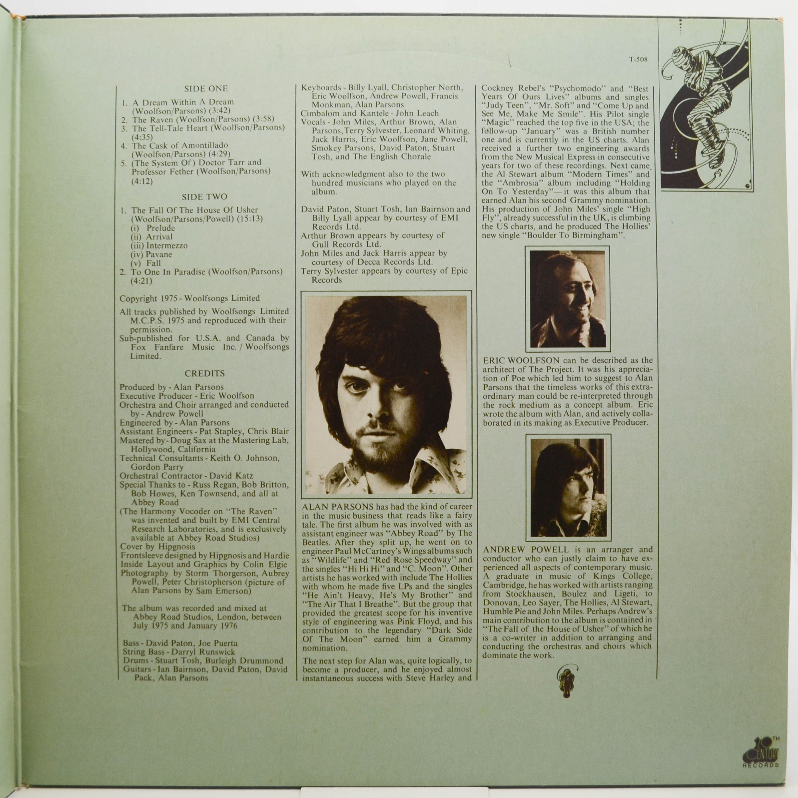 The Alan Parsons Project — Tales Of Mystery And Imagination . Edgar Allan Poe, 1976