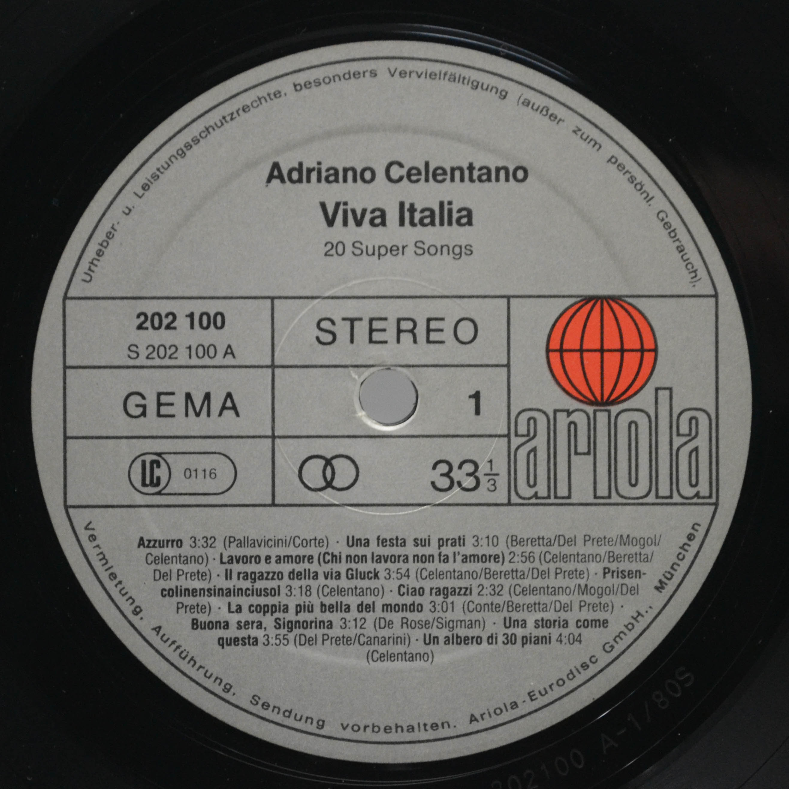 Adriano Celentano — Viva Italia (20 Super Songs), 1980